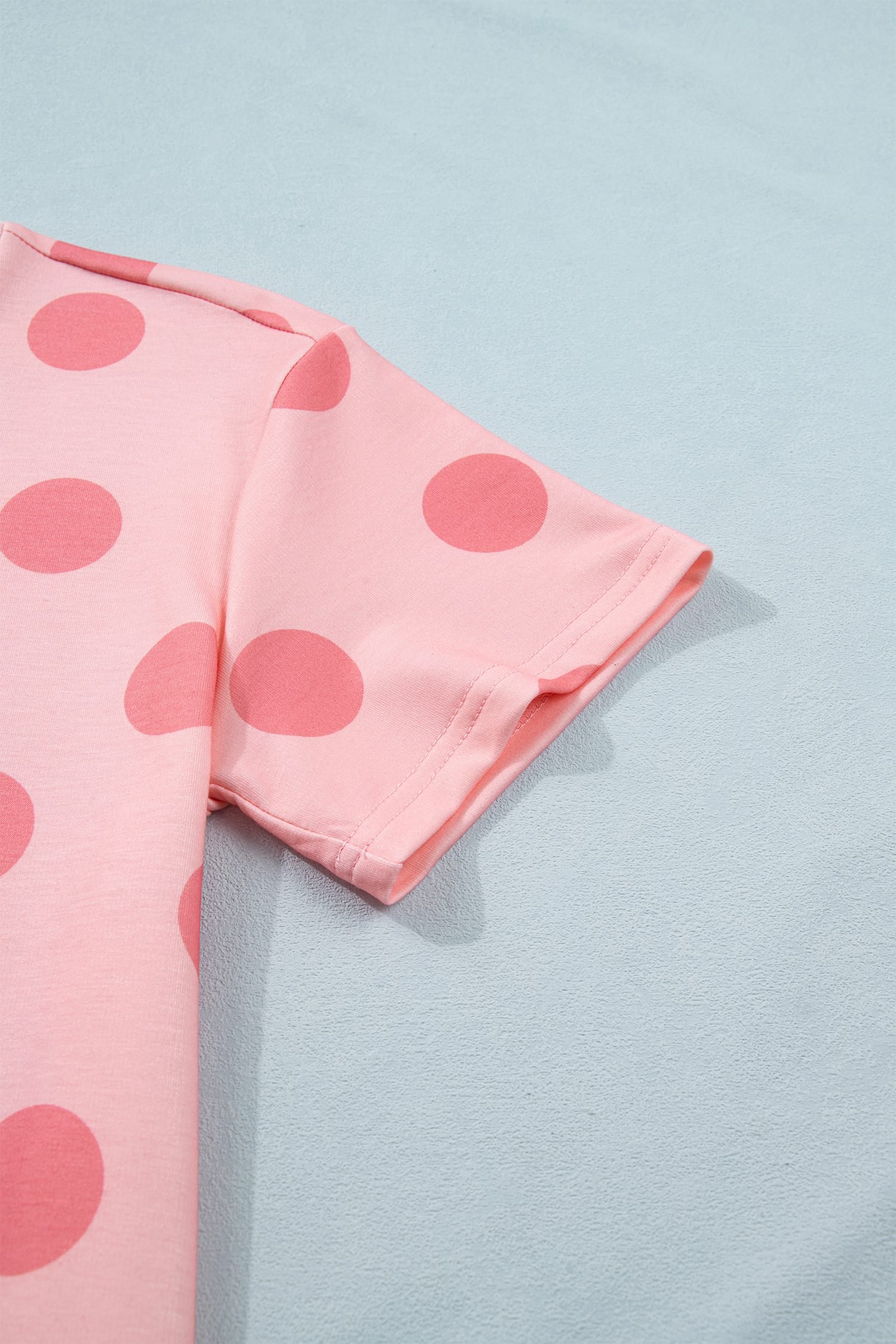 Pink Polka Dot Short Sleeve Top Casual Skort 2pcs Outfit