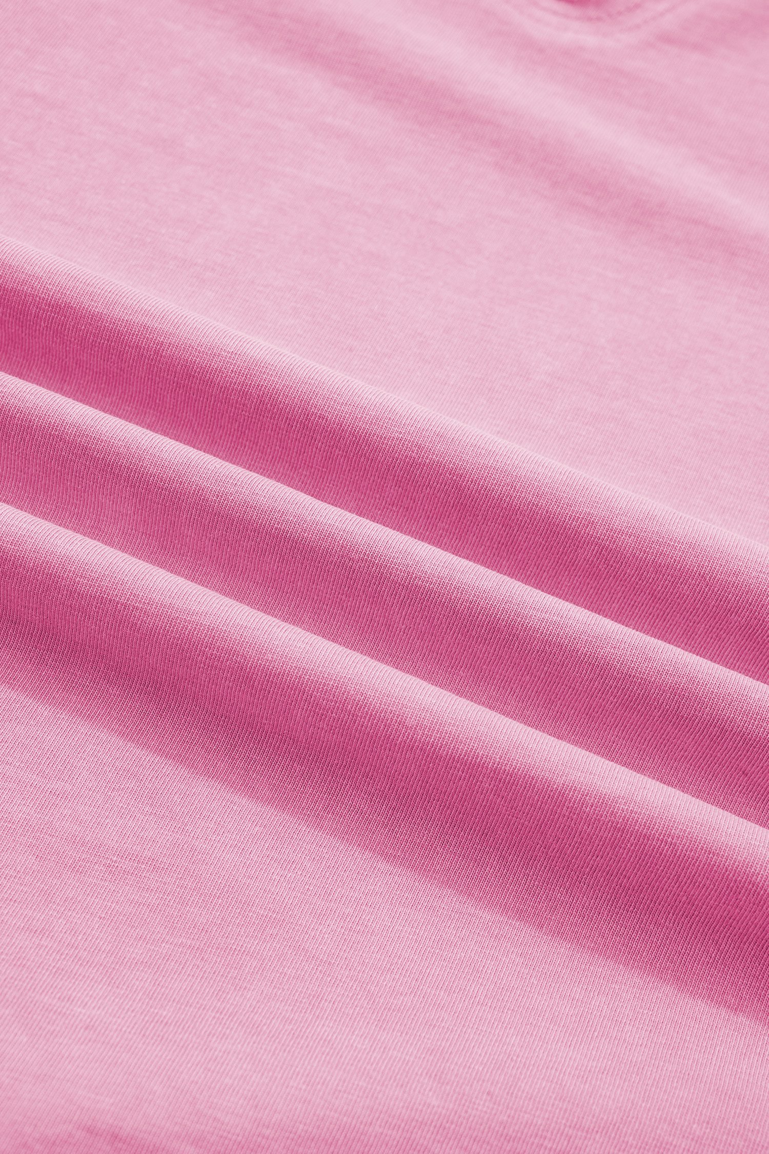 Pink Raw Cut Notched Neck Lace Patchwork Detail Mineral Wash Tee