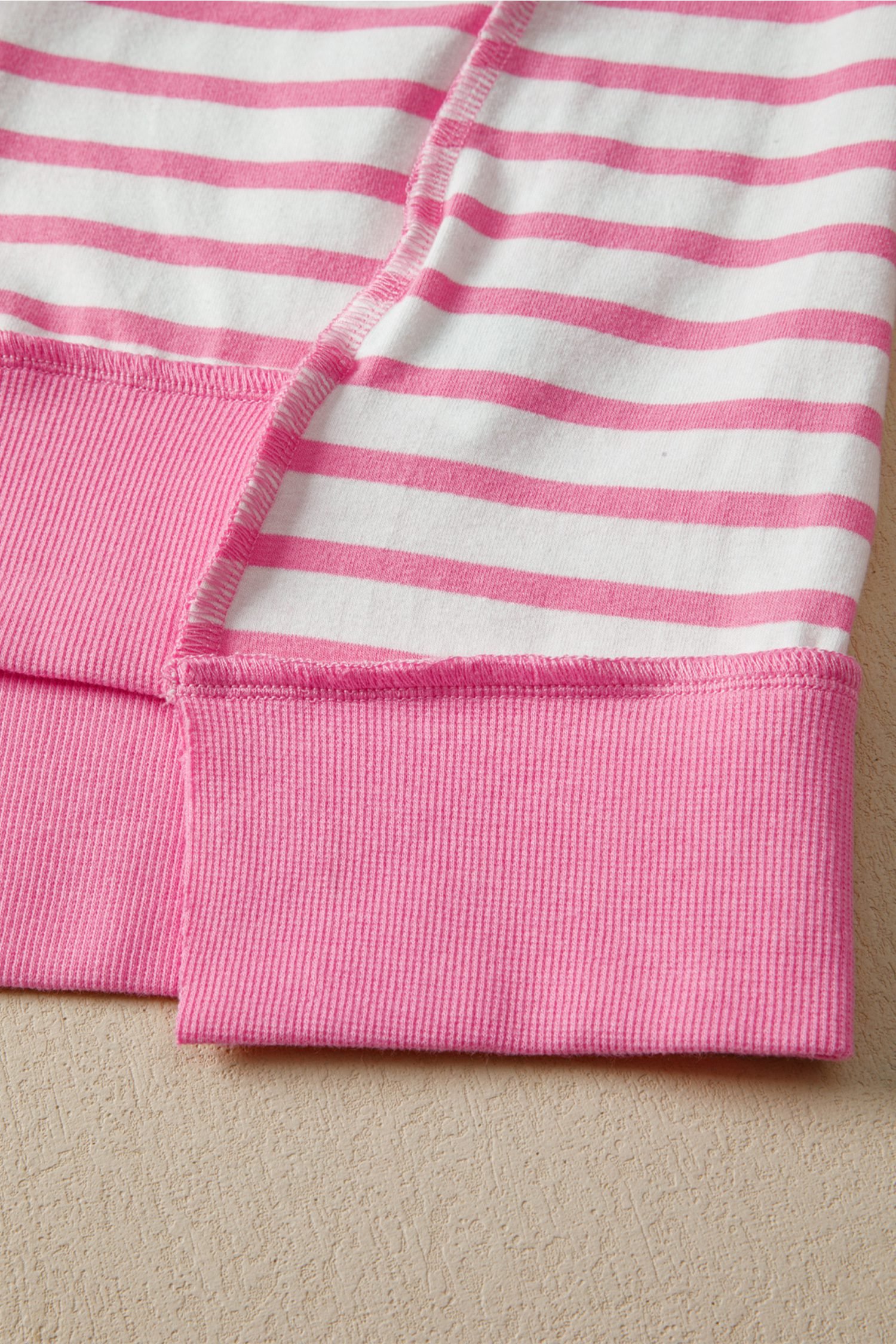 Pink Stripe Half Placket High Low Short Sleeve Top