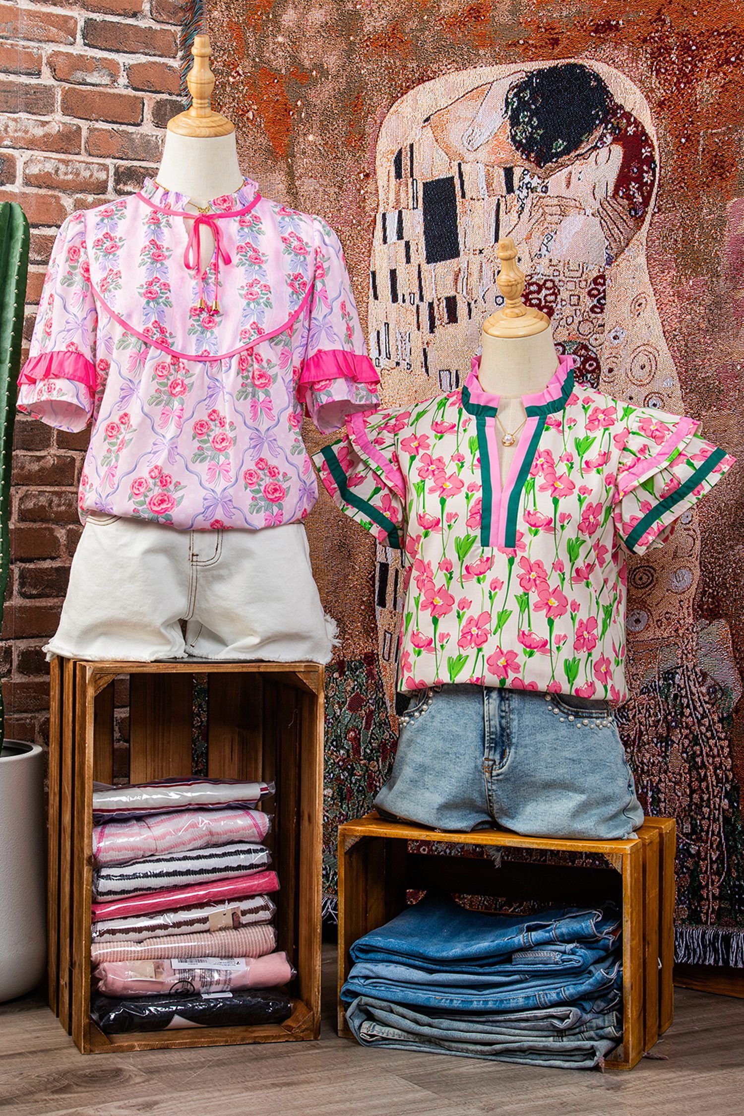 Purple Coquette Floral Bow Printed Contrast Ruffled Short Sleeve Blouse