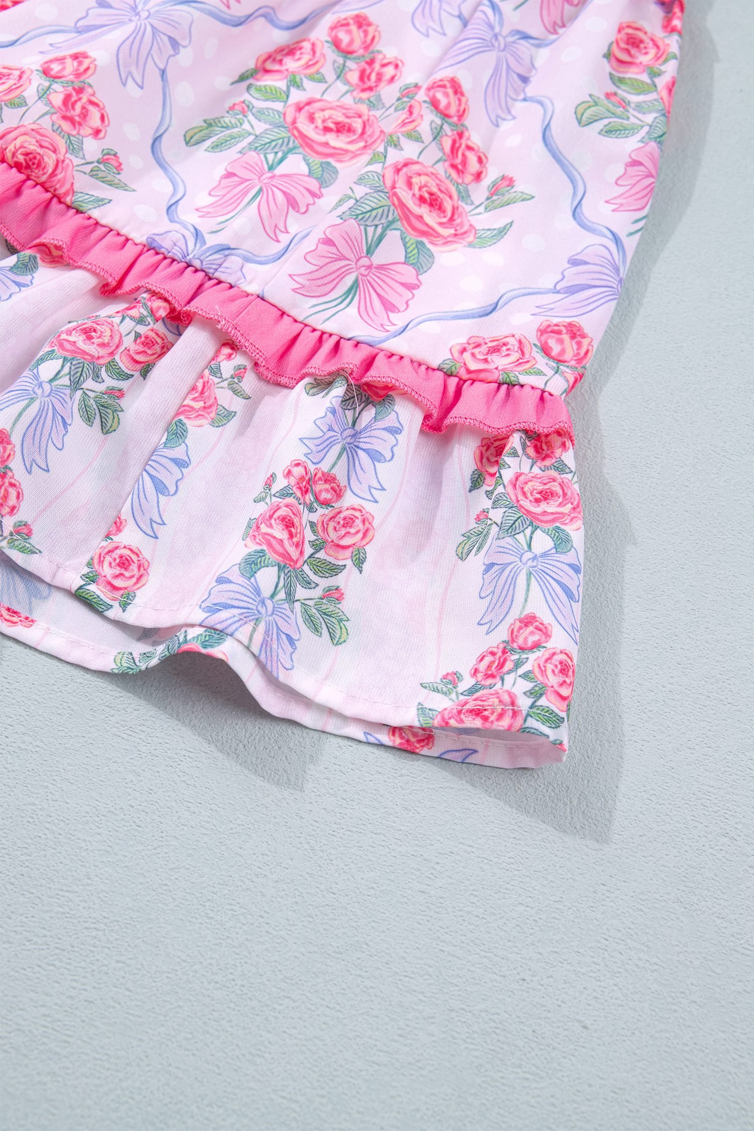 Purple Tiered Ruffles Sleeveless Summer Floral Dress