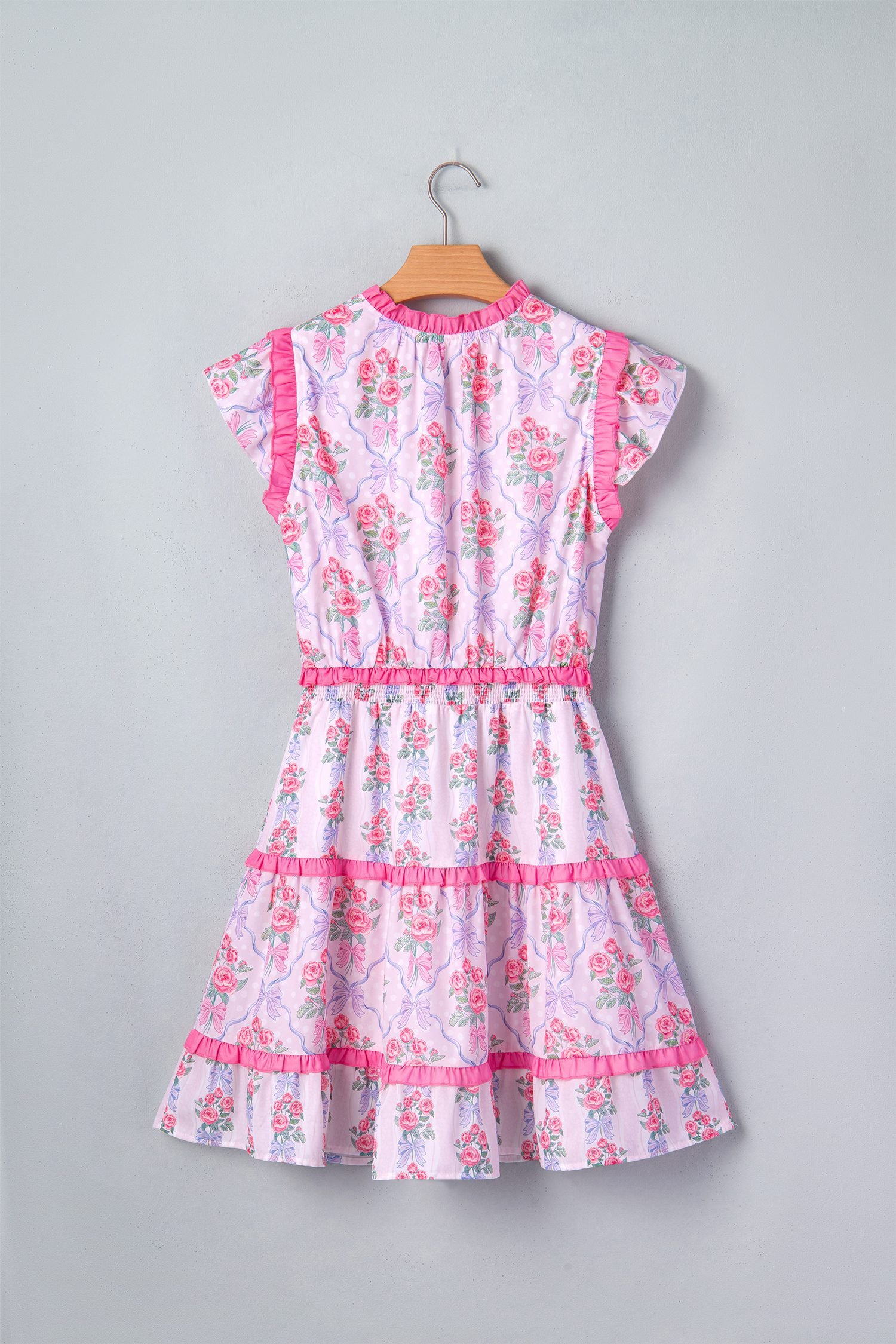 Purple Tiered Ruffles Sleeveless Summer Floral Dress