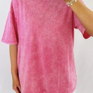 Rose Red Mineral Washed Oversized Tee