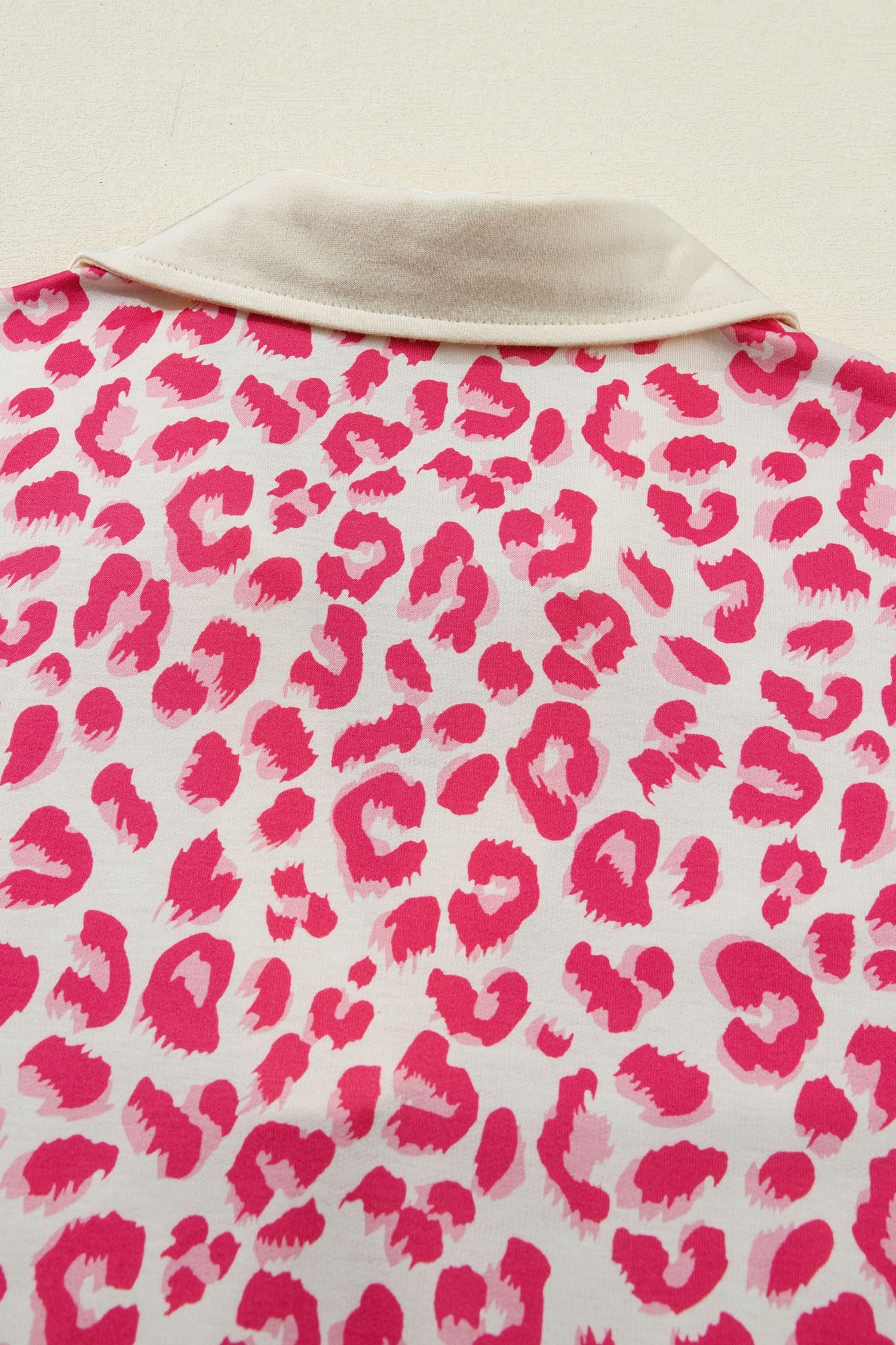 Rose V Neck Collar Leopard Printed 2pcs Short Set
