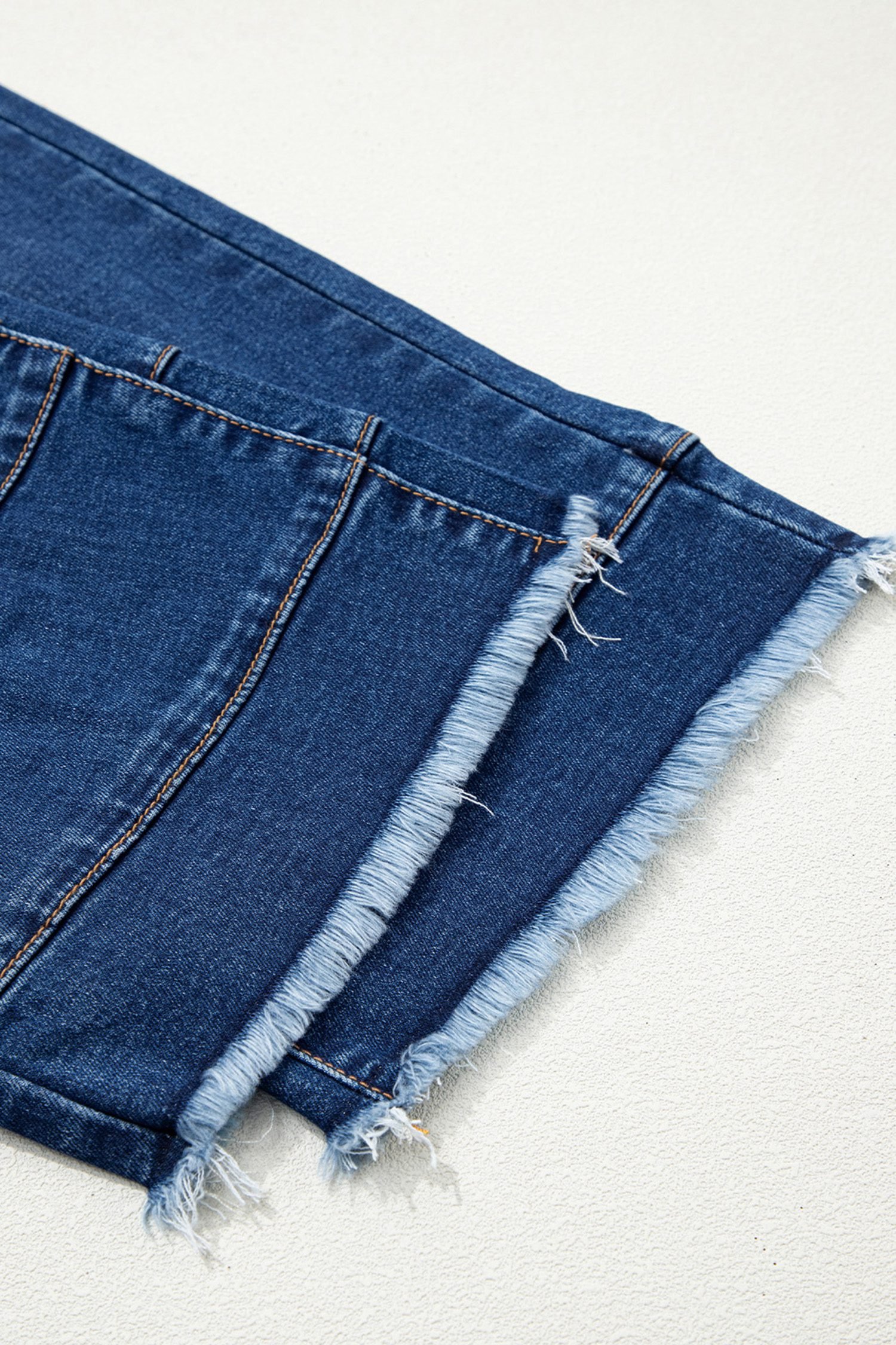 Sky Blue Chic Seam Detail Raw Hem Ankle Length Jeans