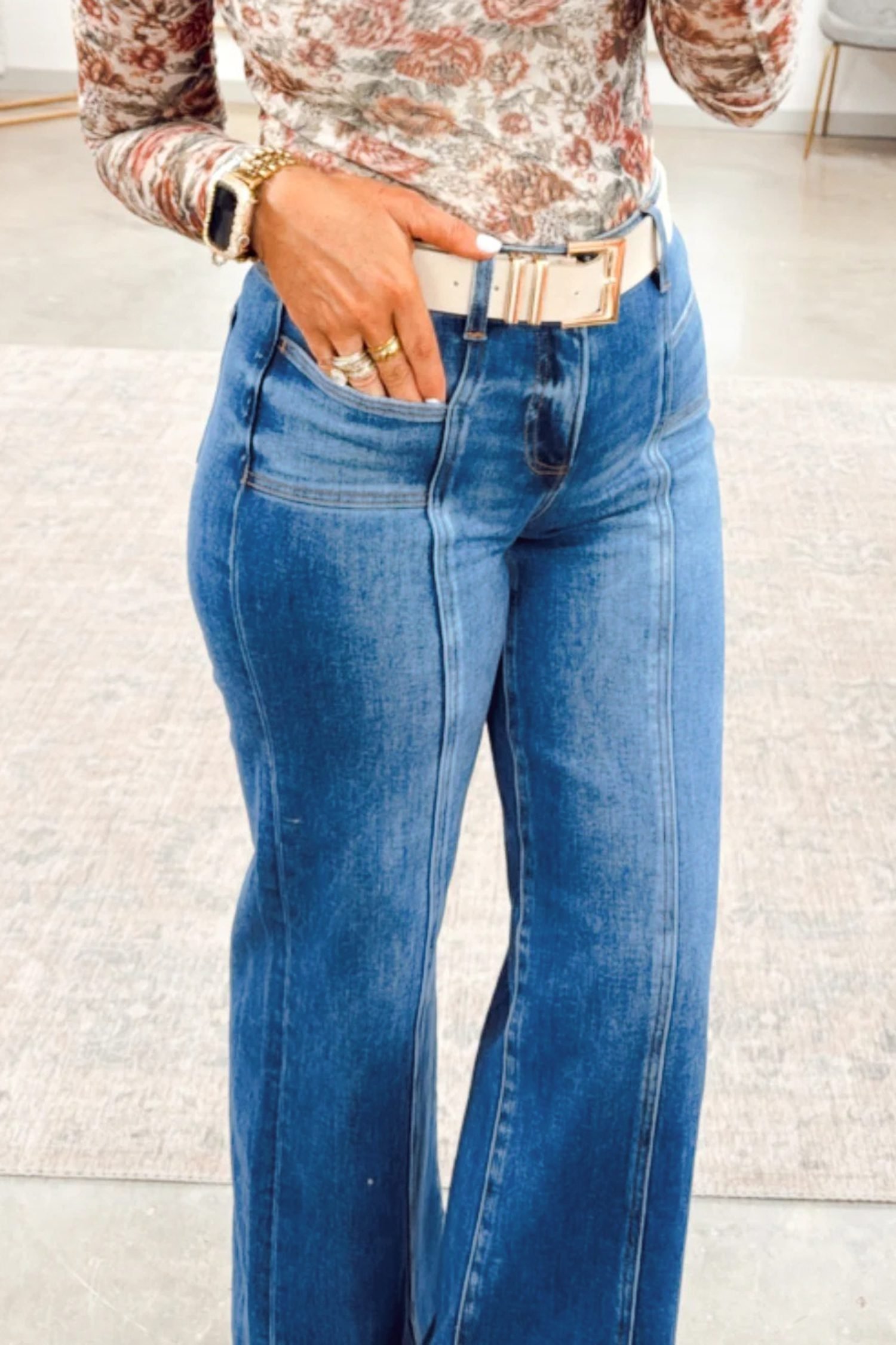 Sky Blue Tailored Seam Detail Womens Shift Jeans