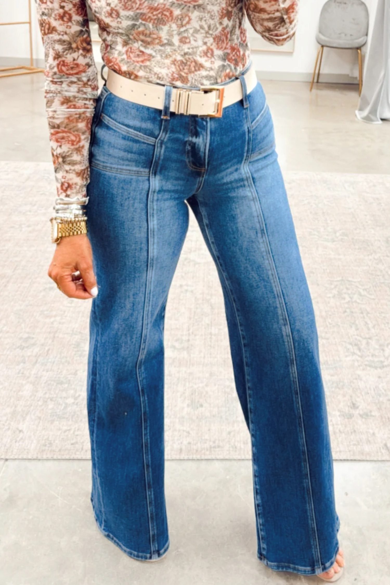 Sky Blue Tailored Seam Detail Womens Shift Jeans