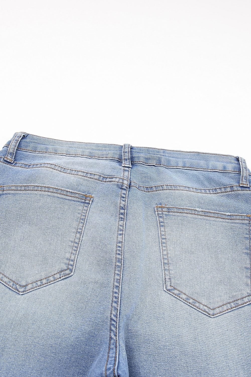 Sky Blue Whiskered Wash Raw Hem Cropped Jeans