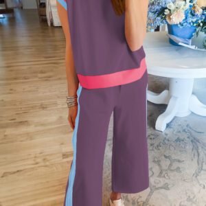Valerian Color Block Detail Casual Two-piece Set