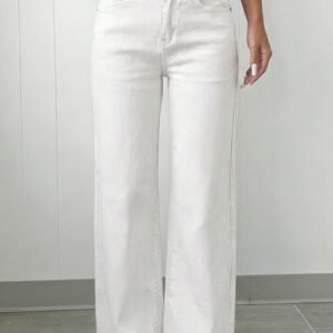 White 2-Button High Waist Wide Leg Jeans