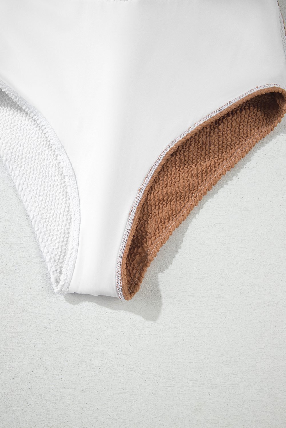 White Corded Colorblock Square Neck Bikini Swimsuit