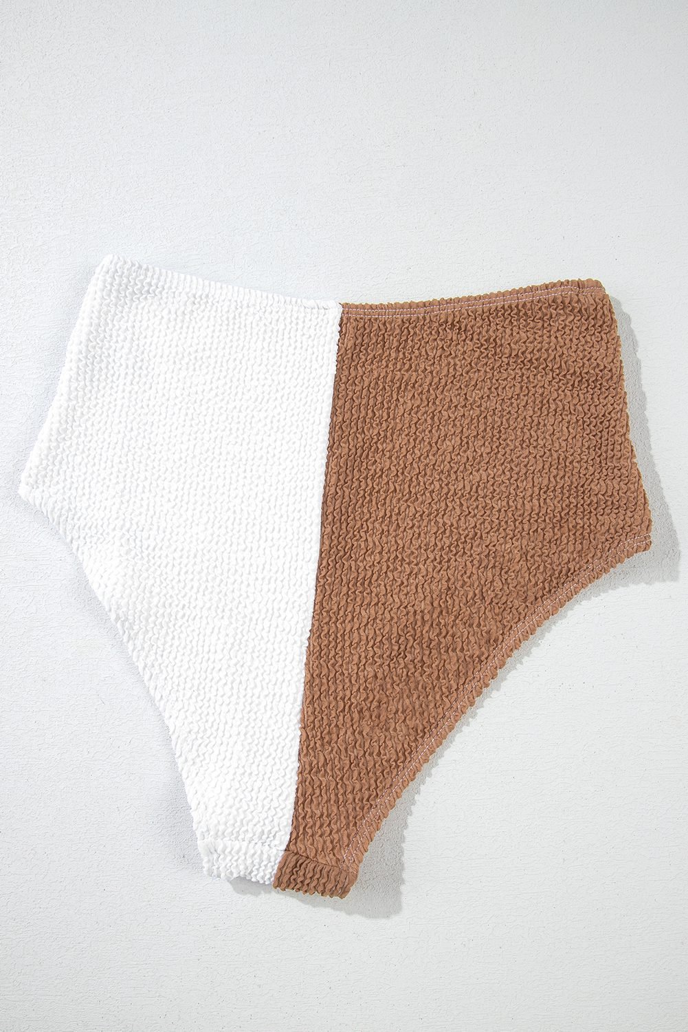 White Corded Colorblock Square Neck Bikini Swimsuit