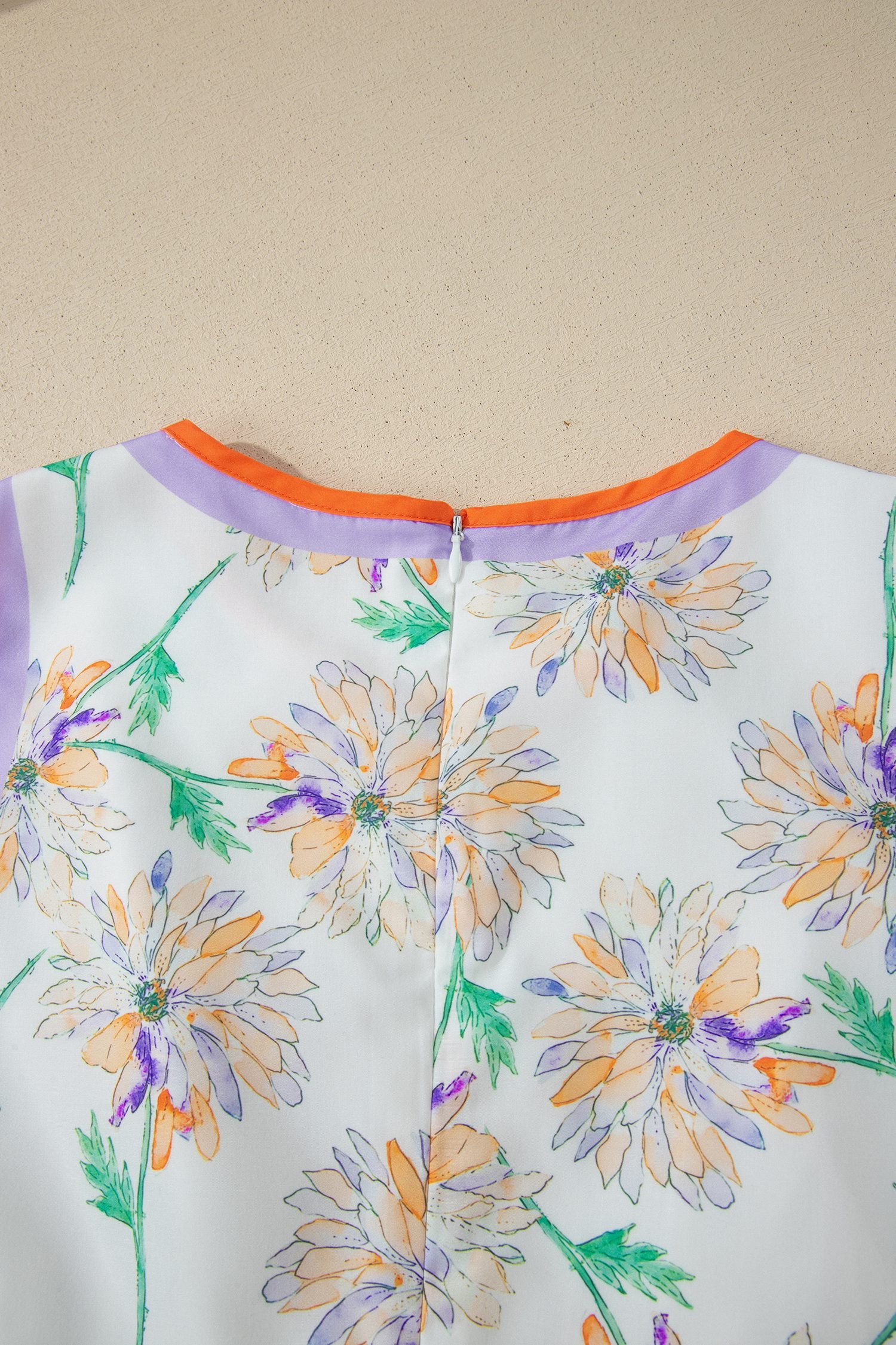 White Floral Print Color Block Trim Belted Sleeveless Maxi Dress