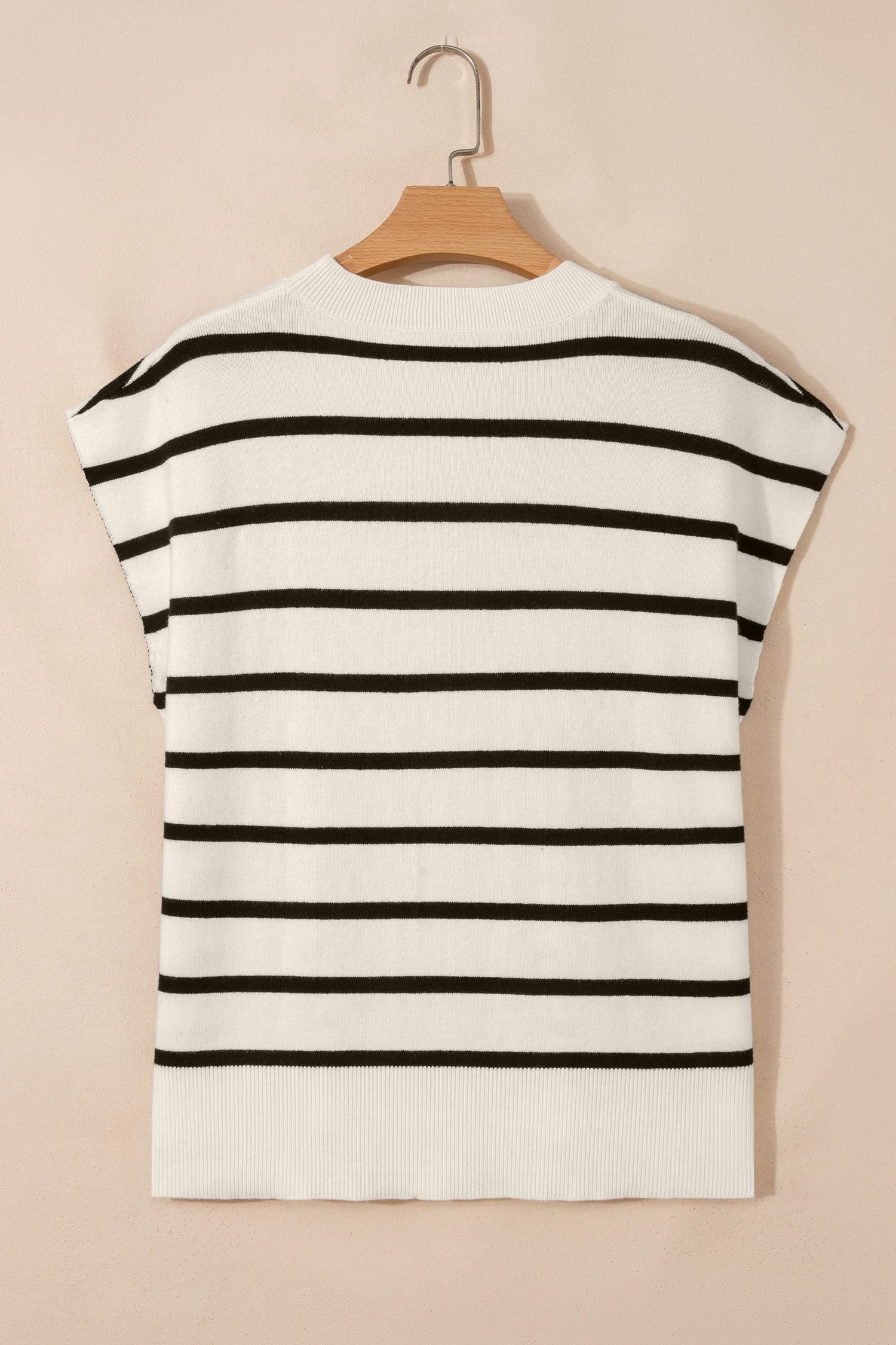 White Side Slits Crewneck Short Sleeve Sweater Tee
