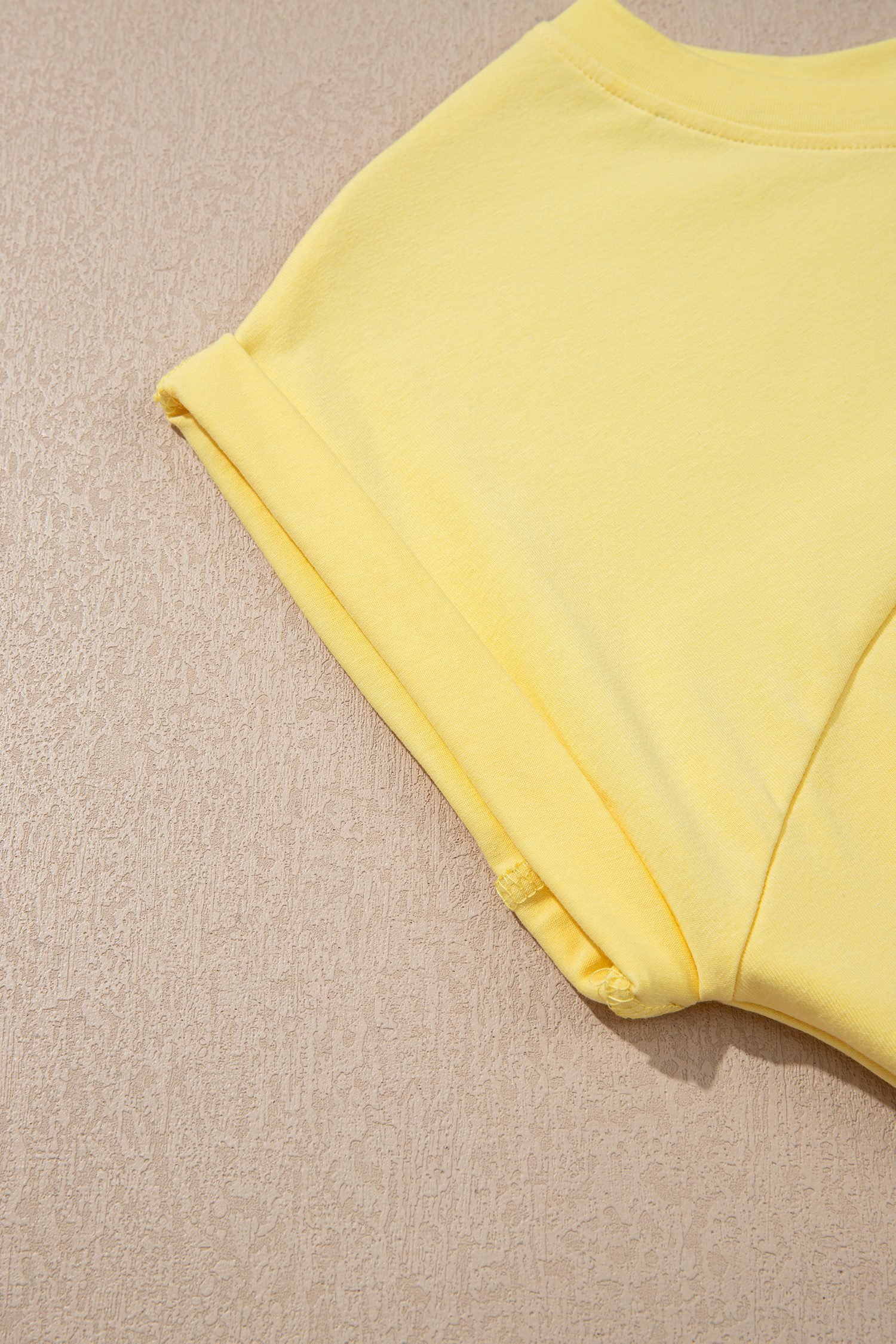 Yellow Cream Solid Color Cropped Tank Top and Jogger Pants Set