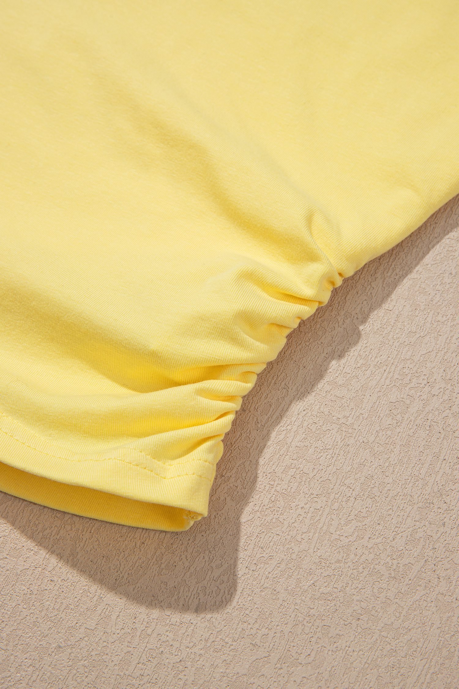 Yellow Cream Solid Color Cropped Tank Top and Jogger Pants Set