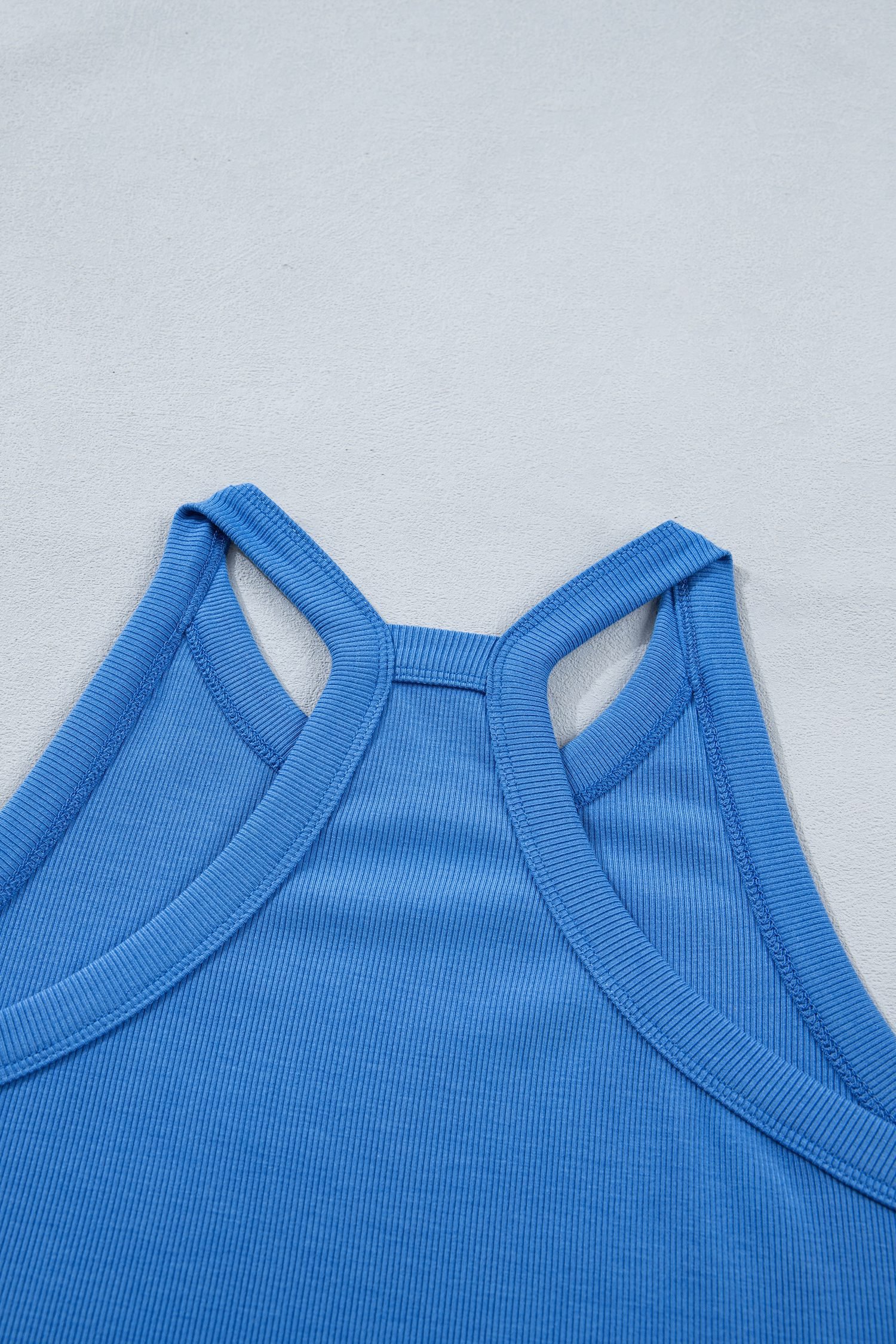 Sky Blue Slim Tank Top Elastic Waist Mini Skort 2pcs Outfit