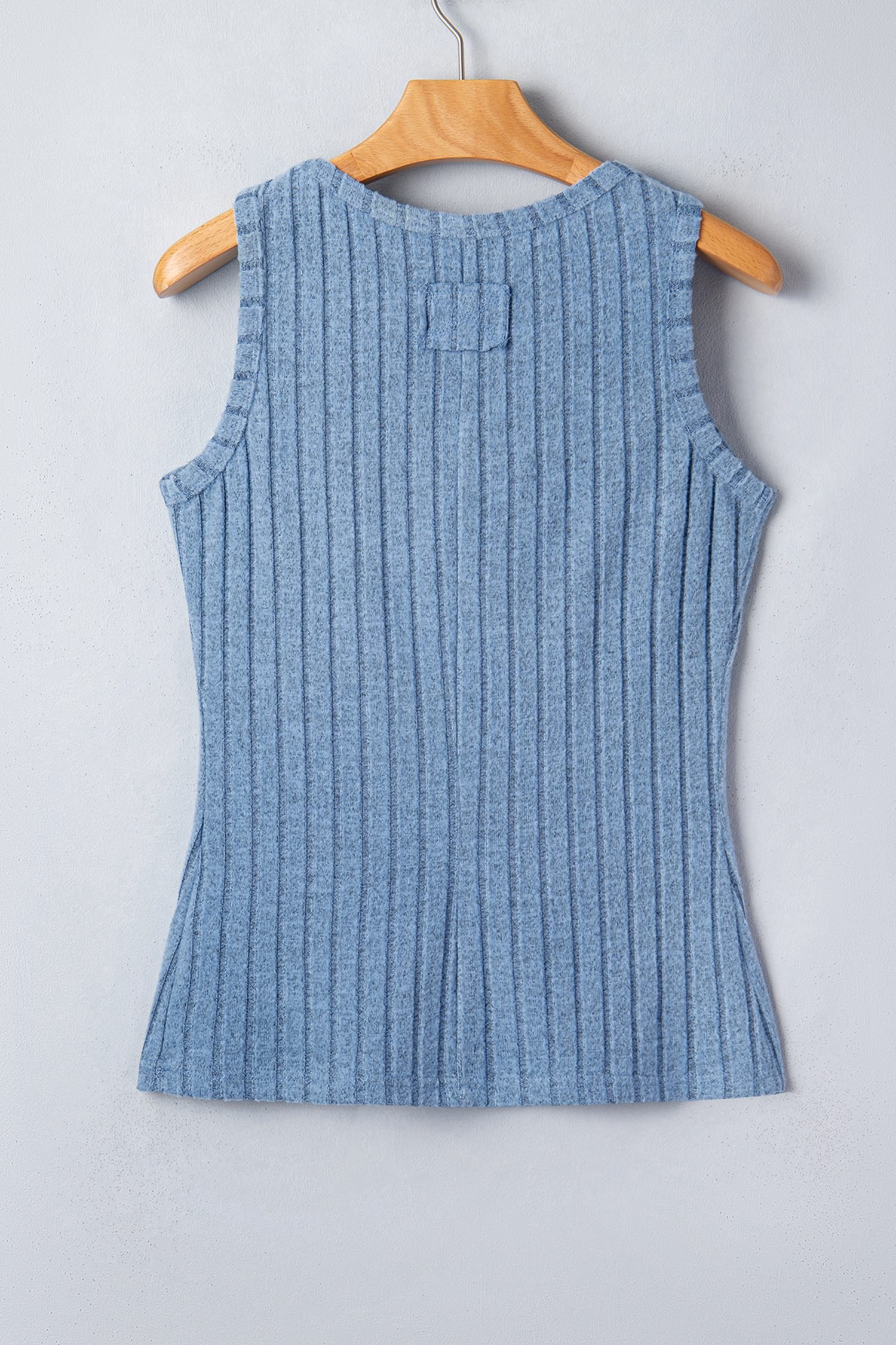 Sky Blue Slim Ribbed Mineral Wash Tank Top