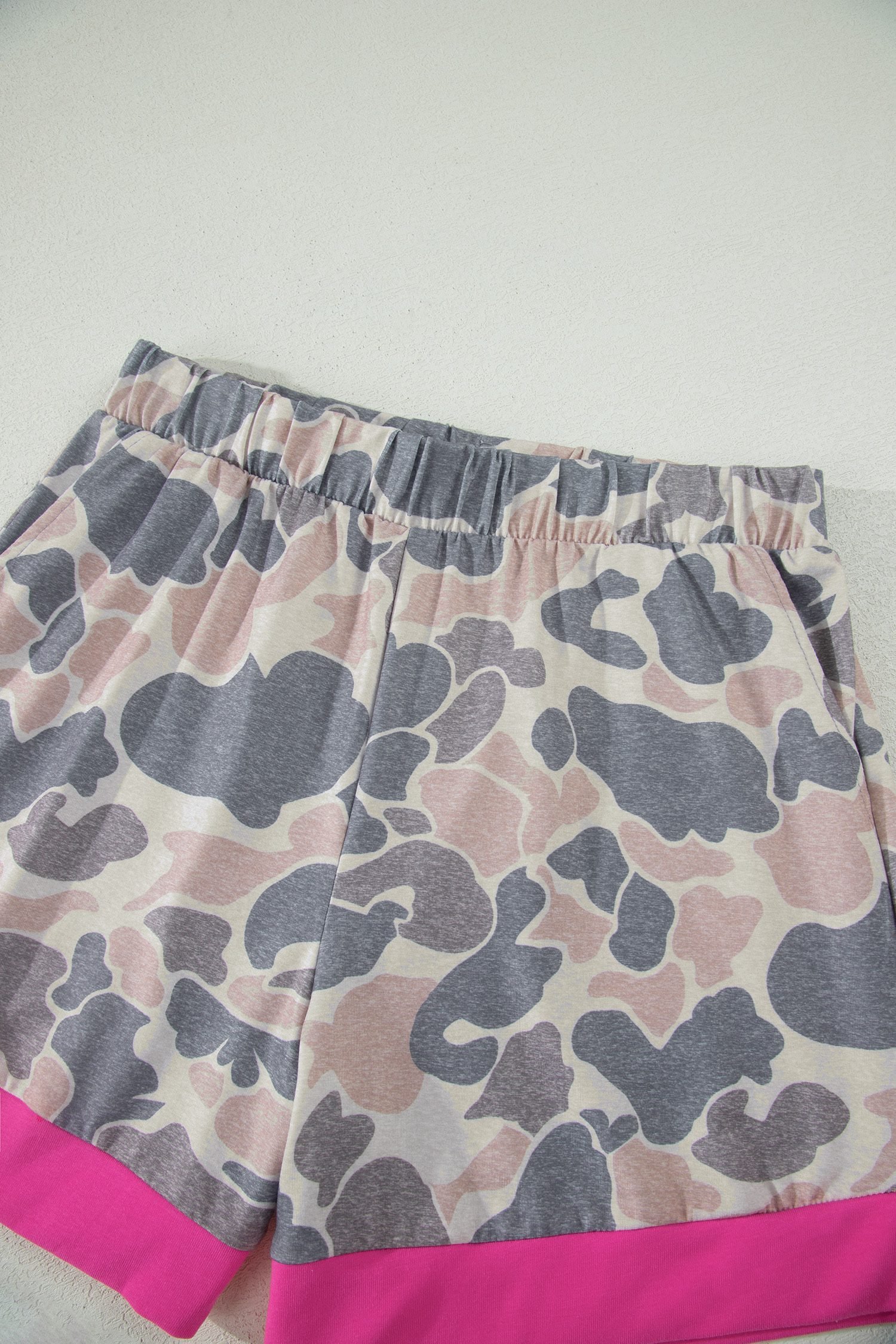 Multicolour Camouflage Contrast Trim Loose Tank Shorts Set