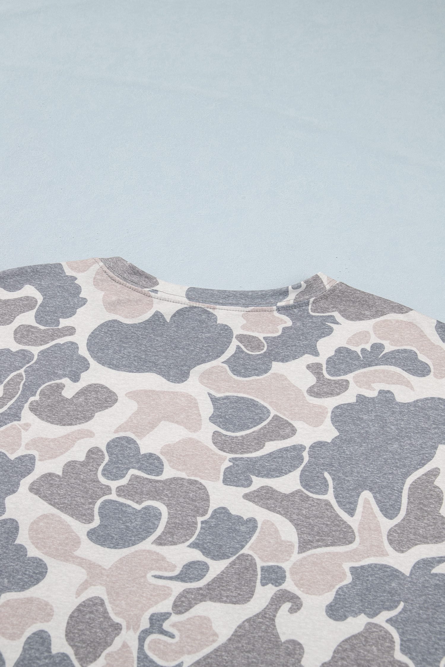 Multicolour Camouflage Print Short Sleeve Drop Shoulder Side Slit Casual Dress