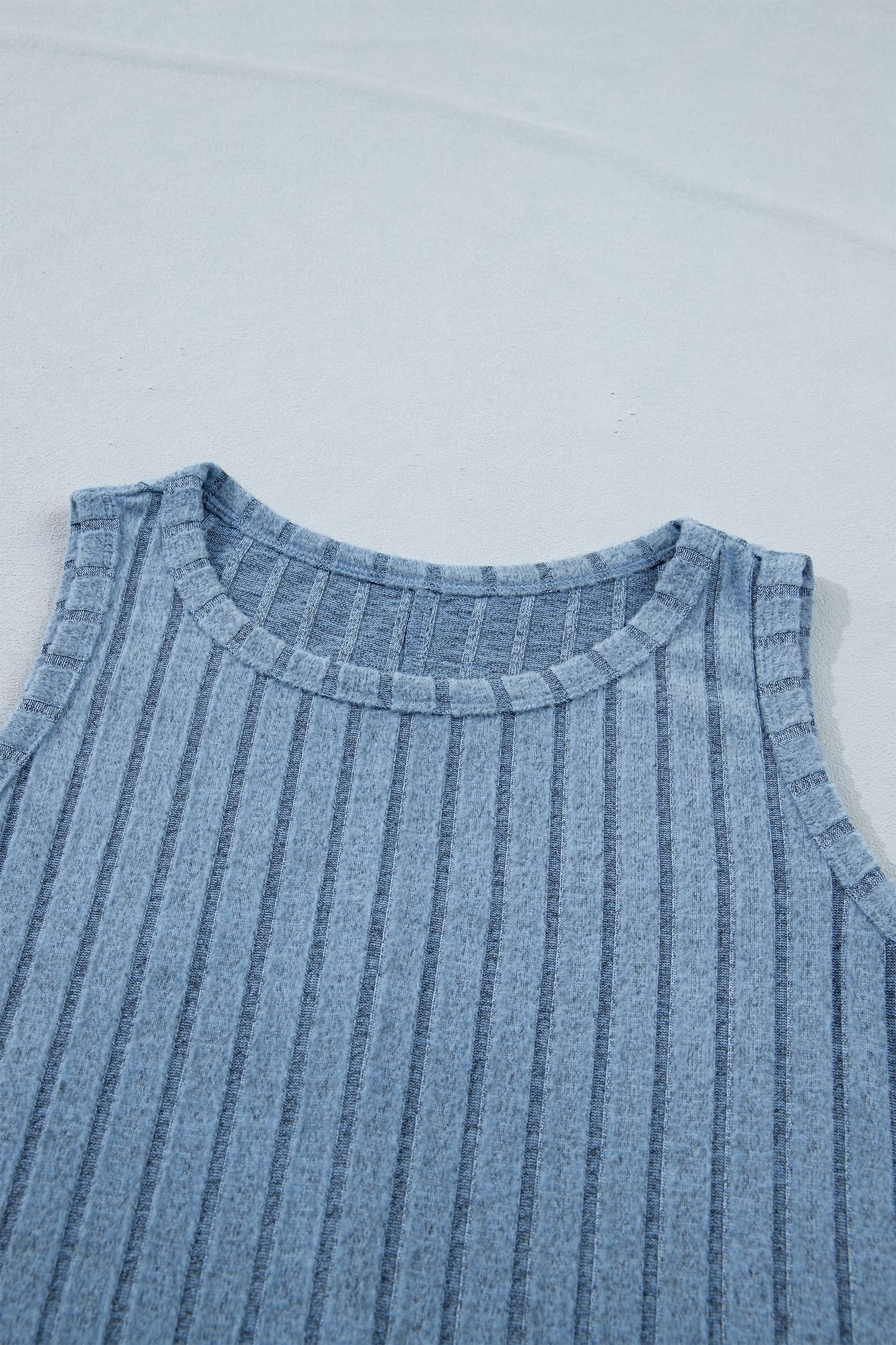 Sky Blue Slim Ribbed Mineral Wash Tank Top