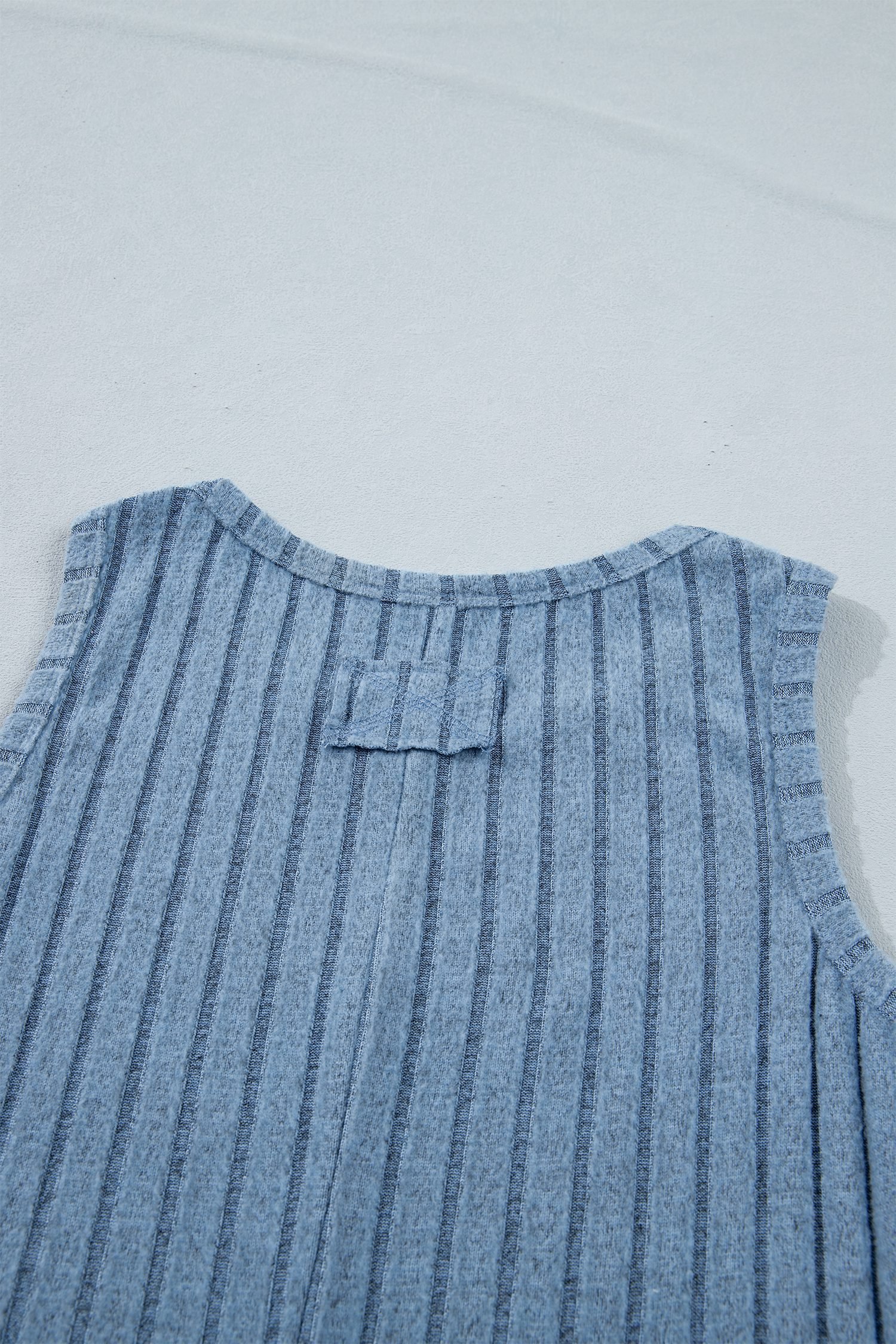 Sky Blue Slim Ribbed Mineral Wash Tank Top