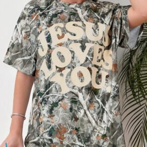 Beige Camo Woodland LOVE LIKE JESUS Casual Tee