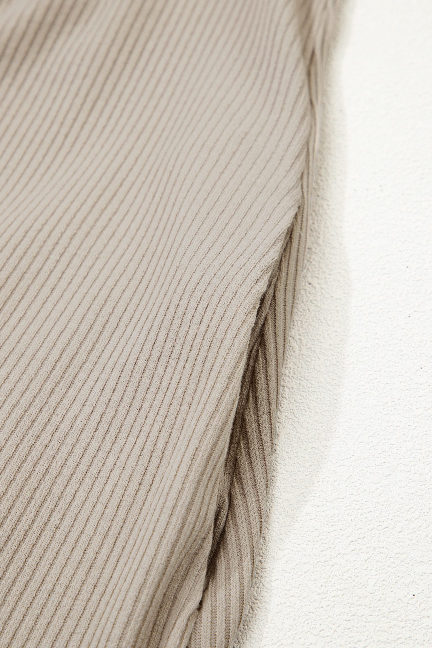 Beige Short Sleeve Ribbed Knit Denim Patchwork Polo Collar Dress