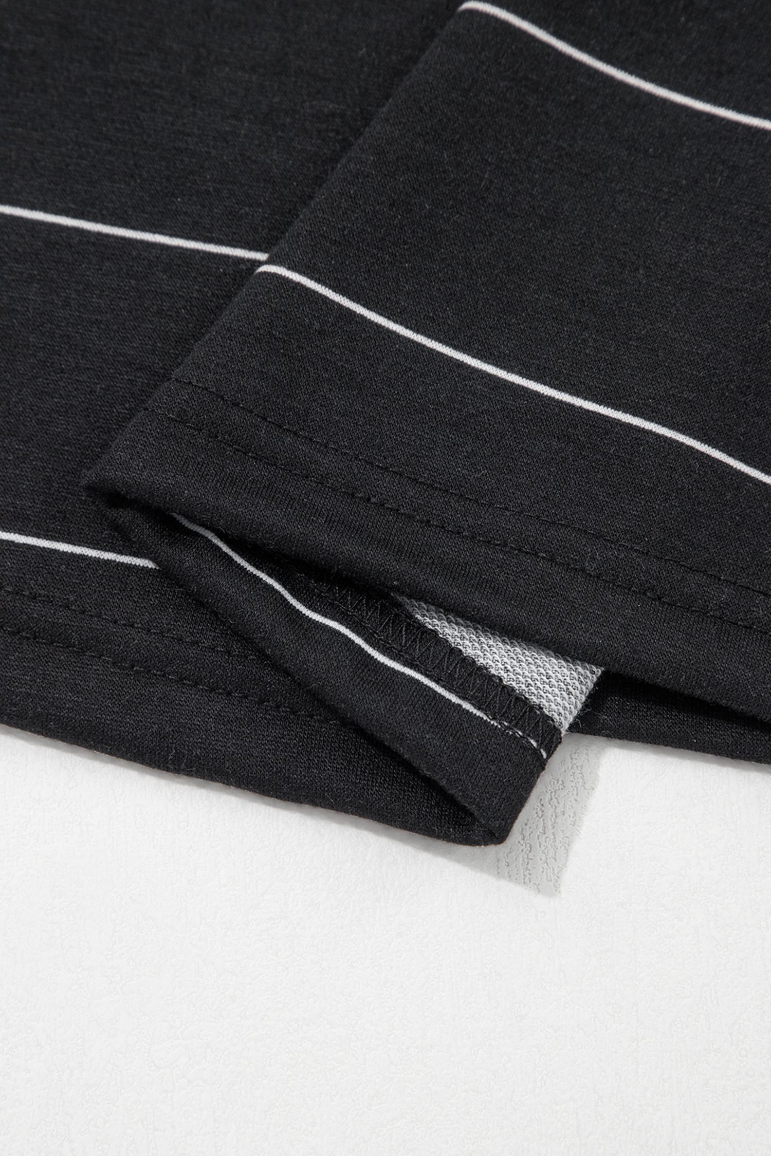 Black Stripe Half Sleeve Tee Drawstring Shorts 2pcs Set