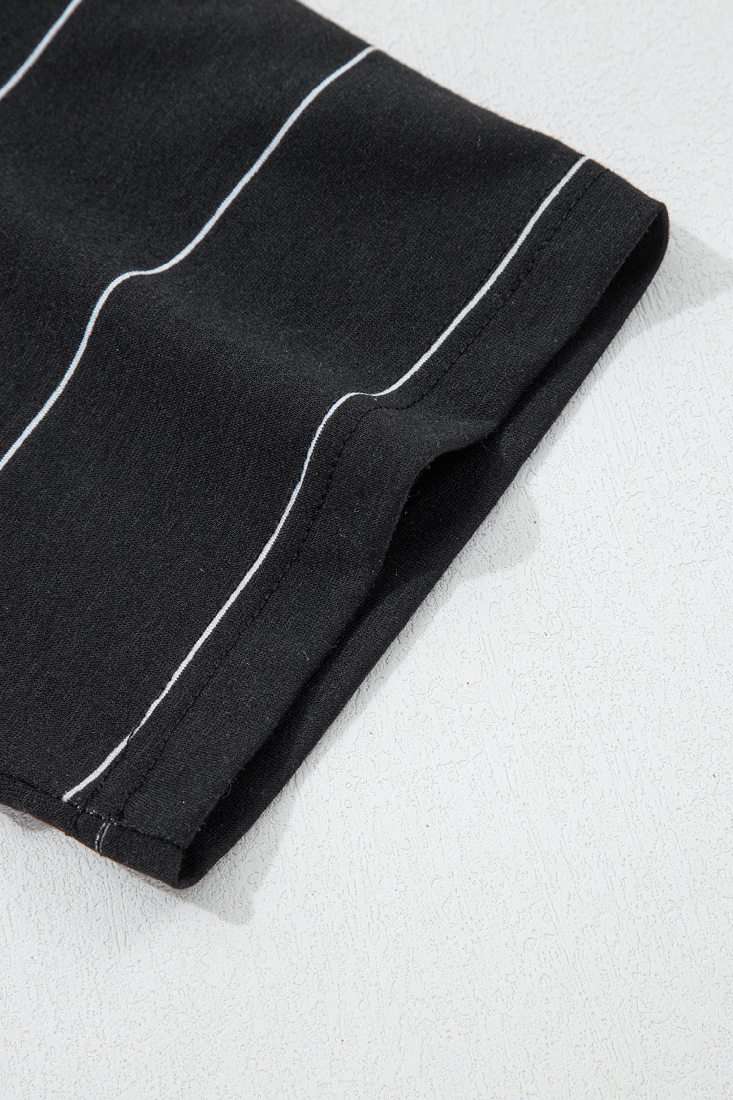 Black Stripe Half Sleeve Tee Drawstring Shorts 2pcs Set
