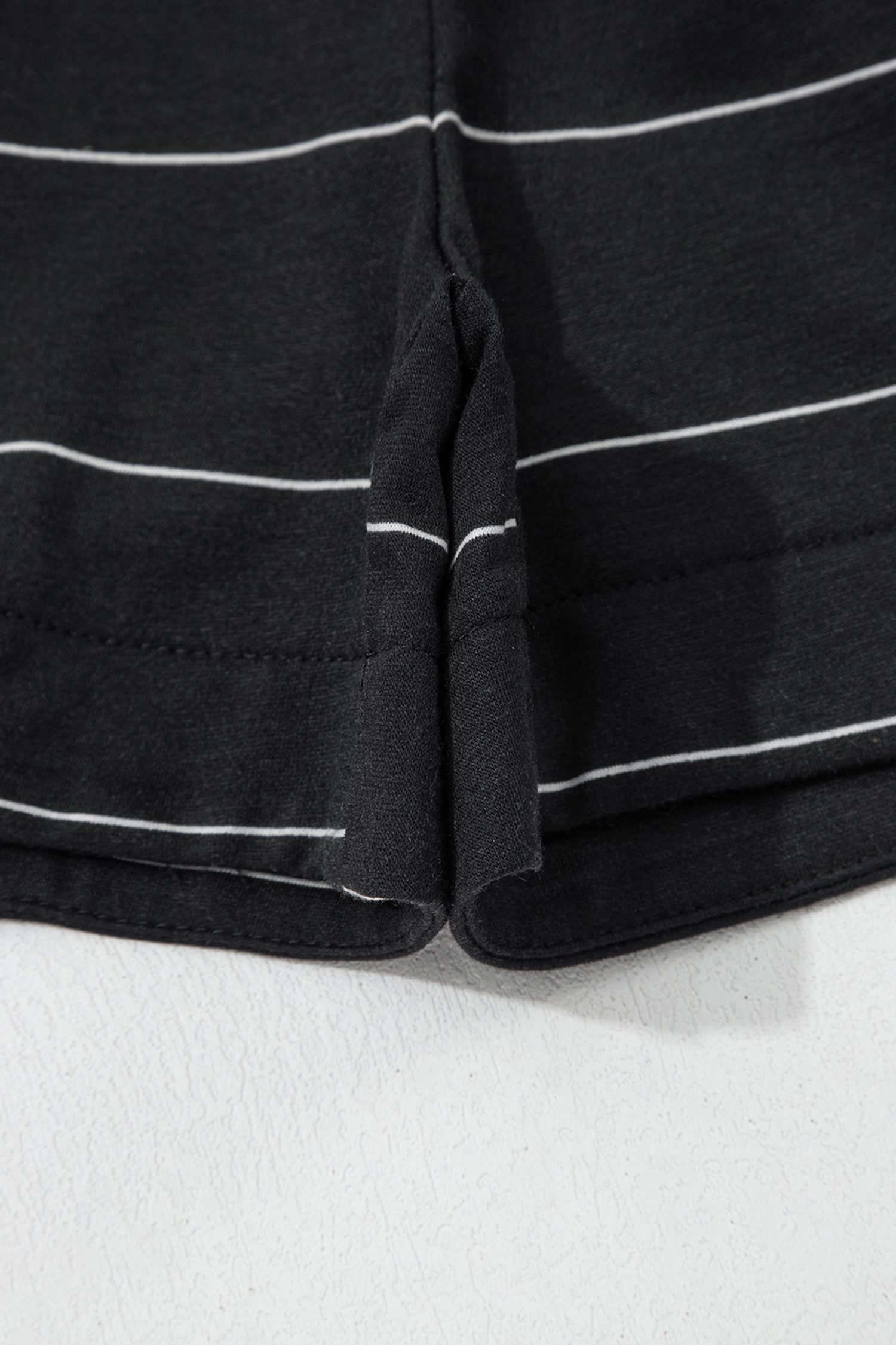 Black Stripe Half Sleeve Tee Drawstring Shorts 2pcs Set