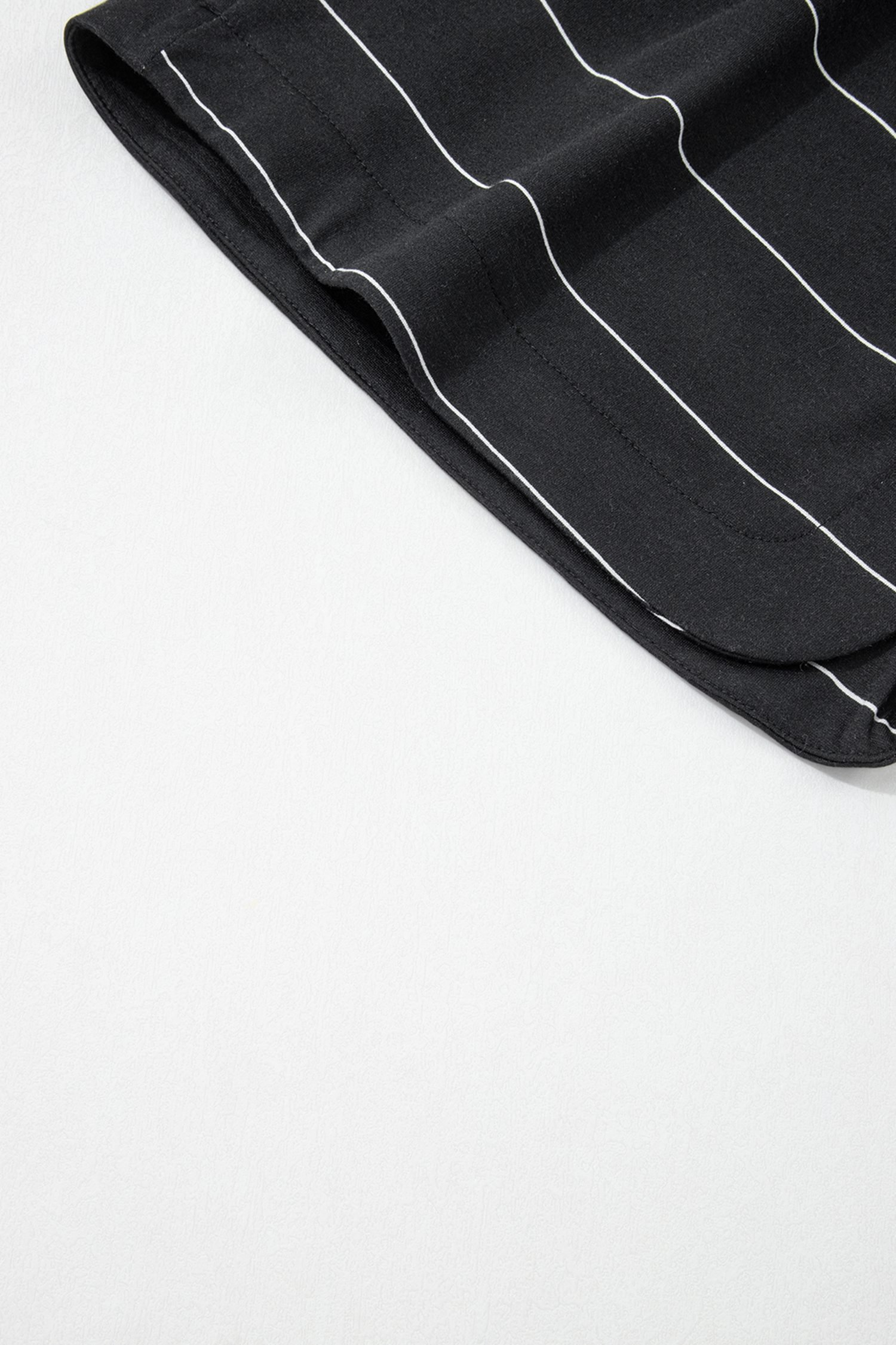 Black Stripe Half Sleeve Tee Drawstring Shorts 2pcs Set