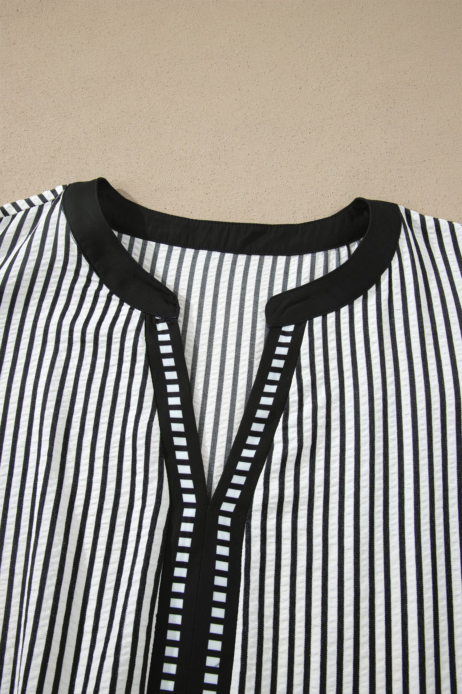 Black Stripe Plus Size Slit V Neck Tiered Flutter Sleeve Maxi Dress