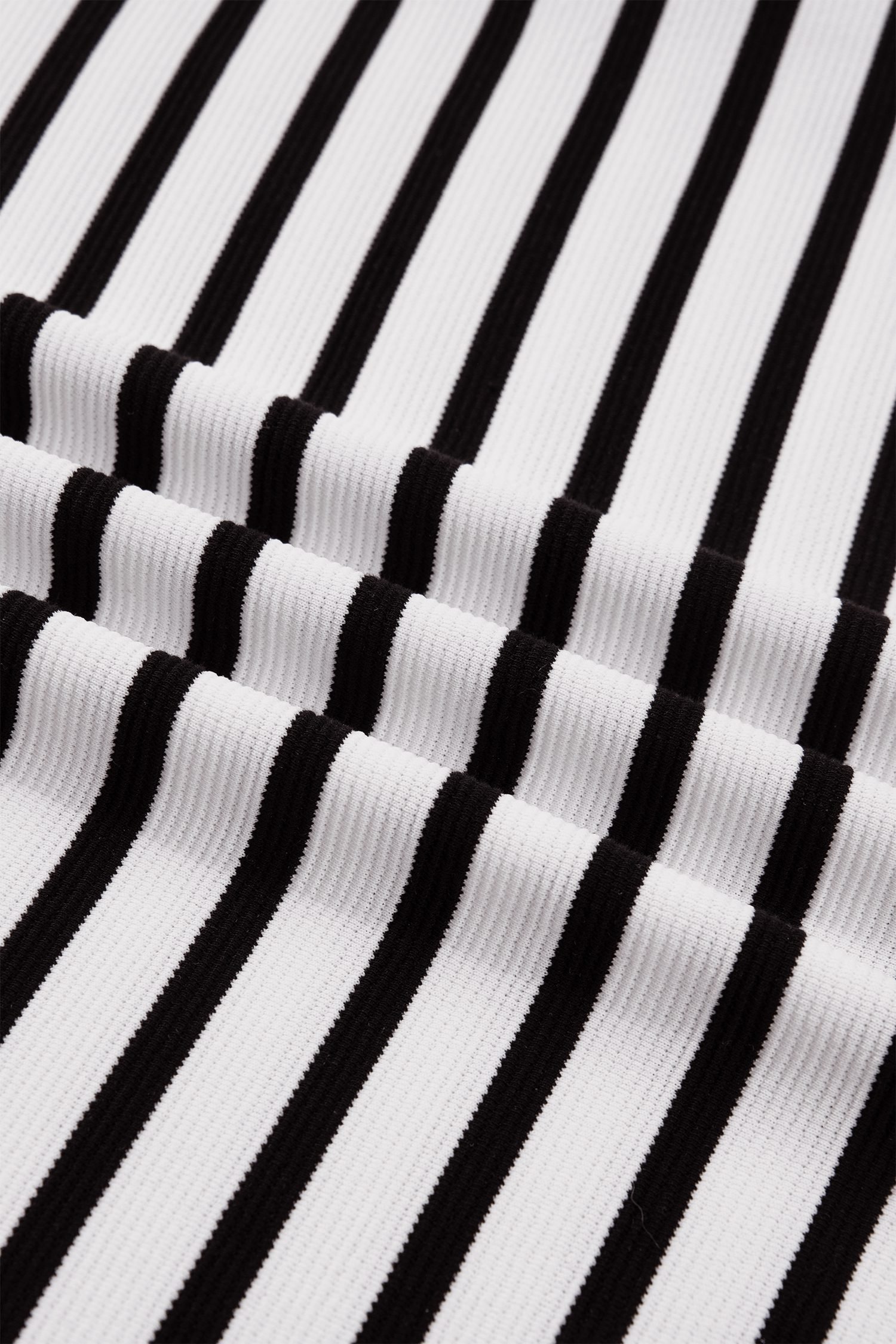Black Stripe Short Puff Sleeve Color Block Polo Collar Blouse