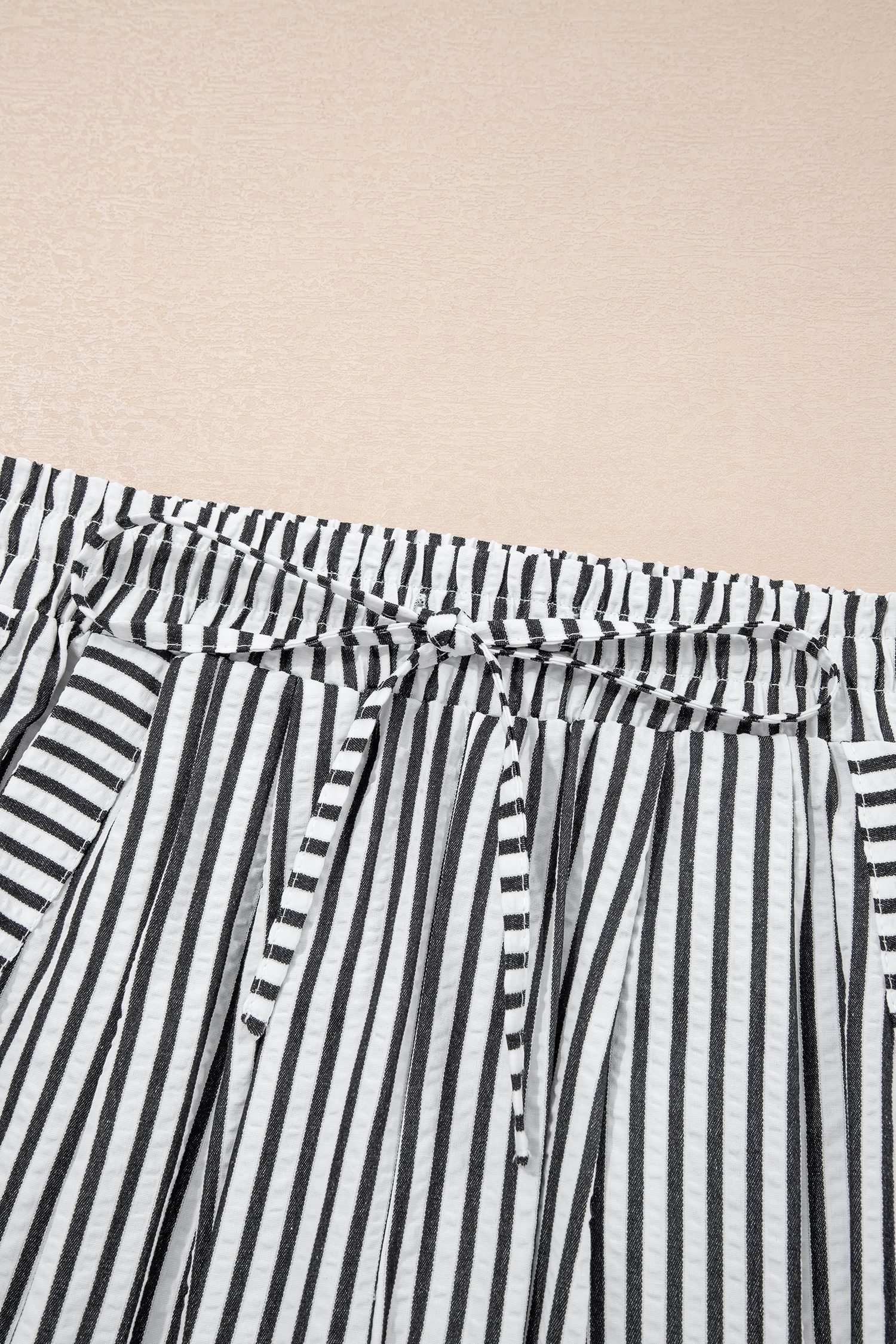 Black Stripe Wide Leg Casual Pants