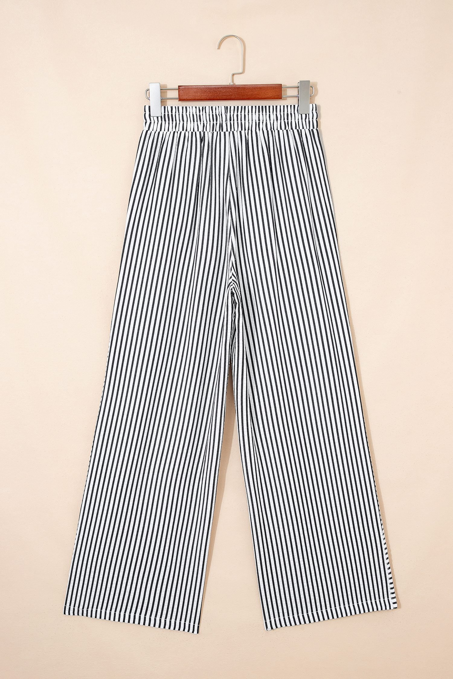 Black Stripe Wide Leg Casual Pants