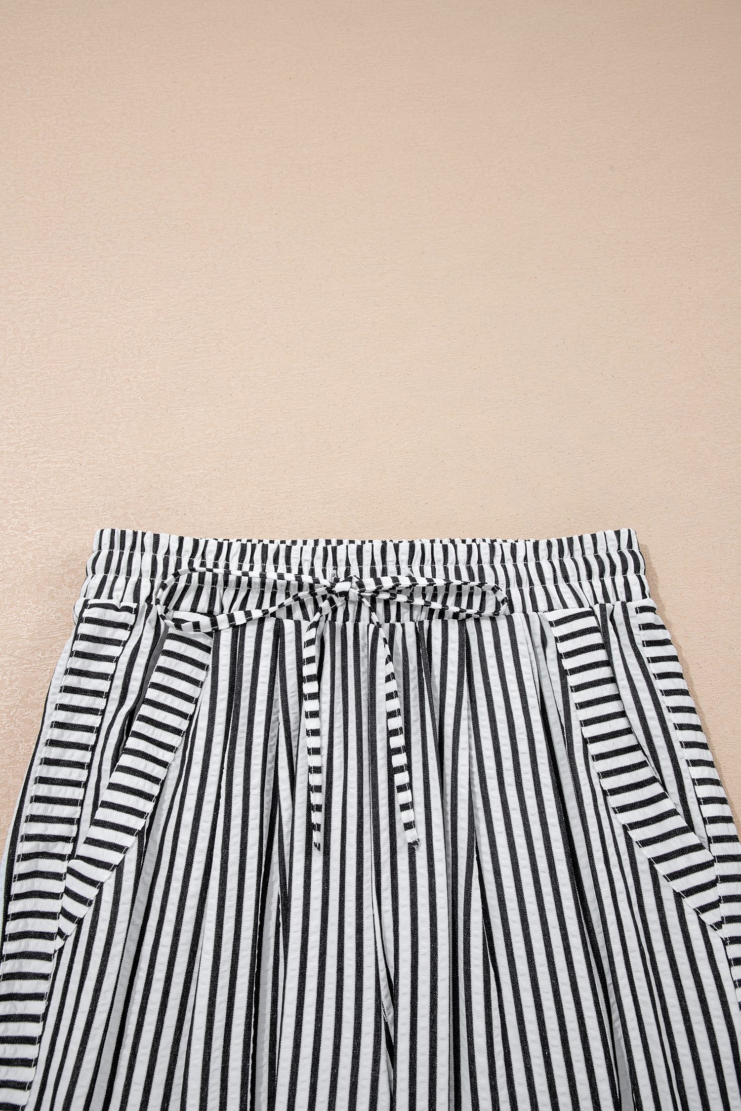 Black Stripe Wide Leg Casual Pants