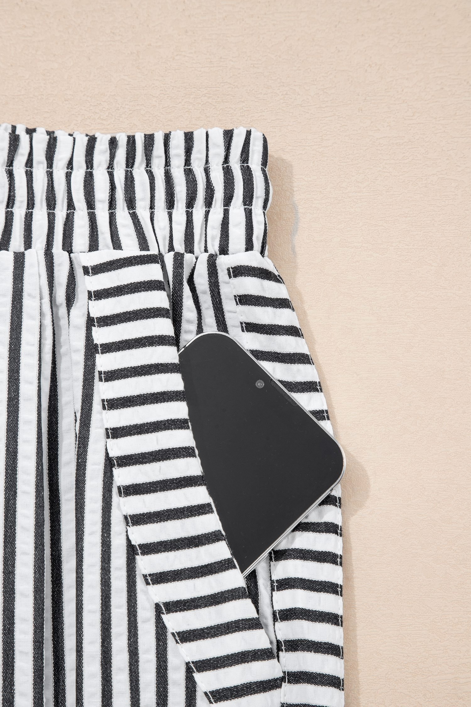 Black Stripe Wide Leg Casual Pants