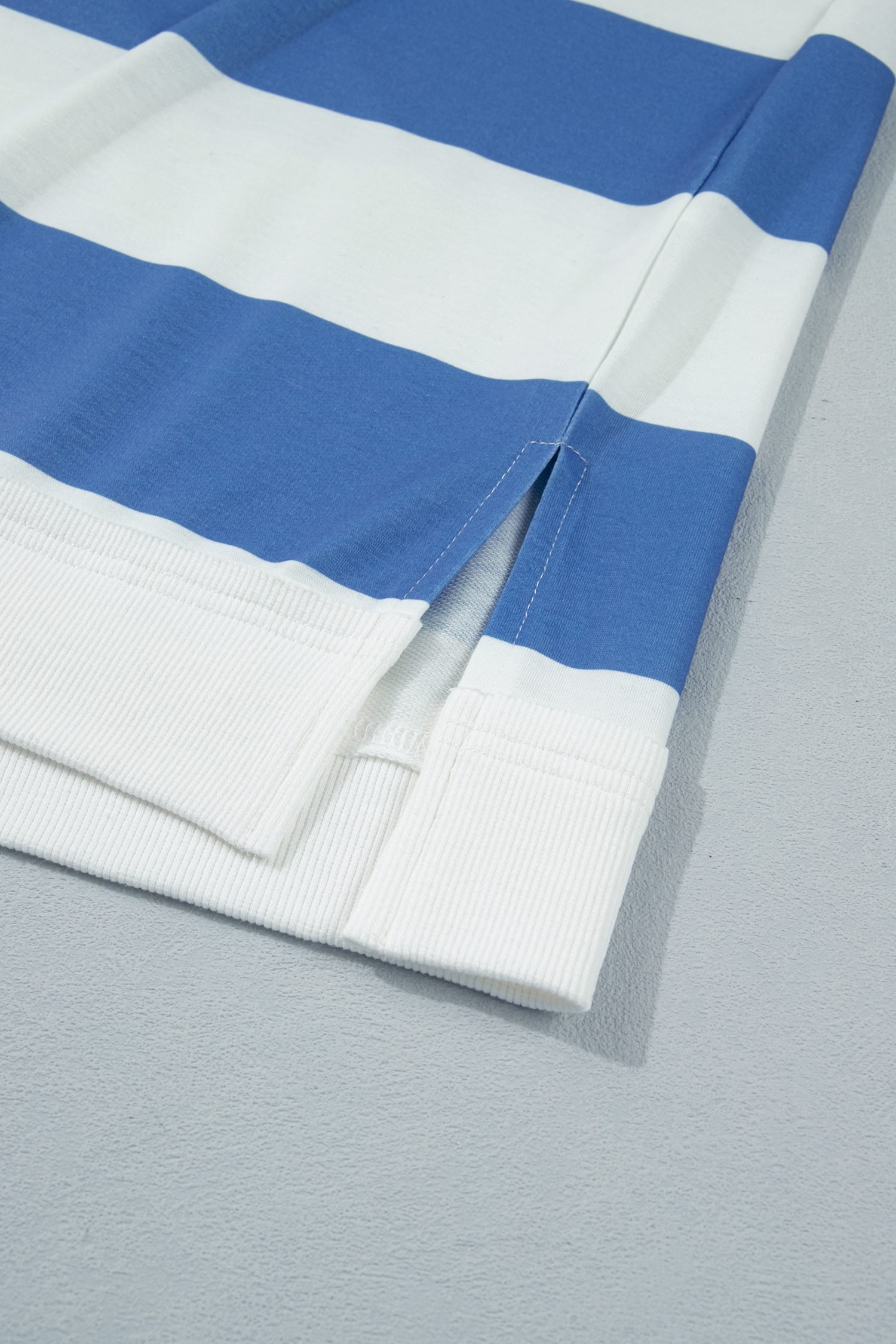 Blue Stripe Raw Seam Shoulder Detail Casual Tee Dress
