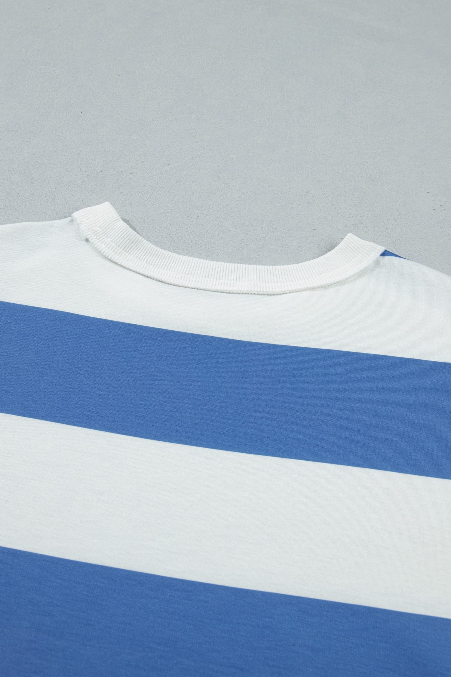 Blue Stripe Raw Seam Shoulder Detail Casual Tee Dress