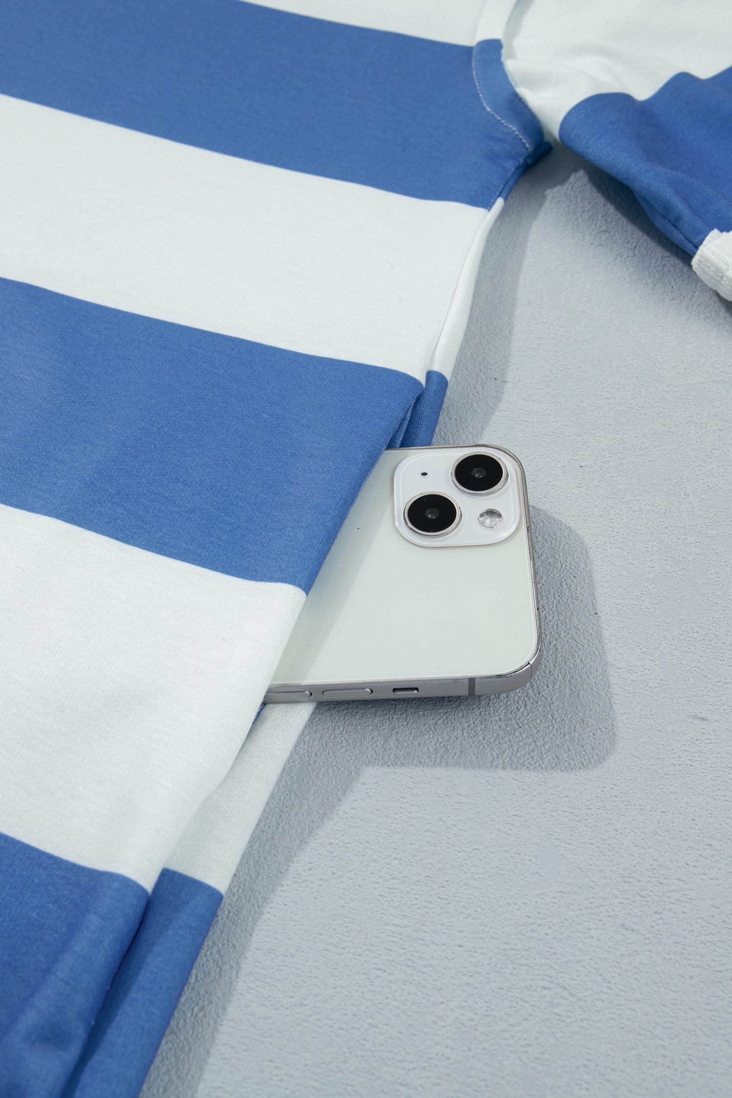 Blue Stripe Raw Seam Shoulder Detail Casual Tee Dress