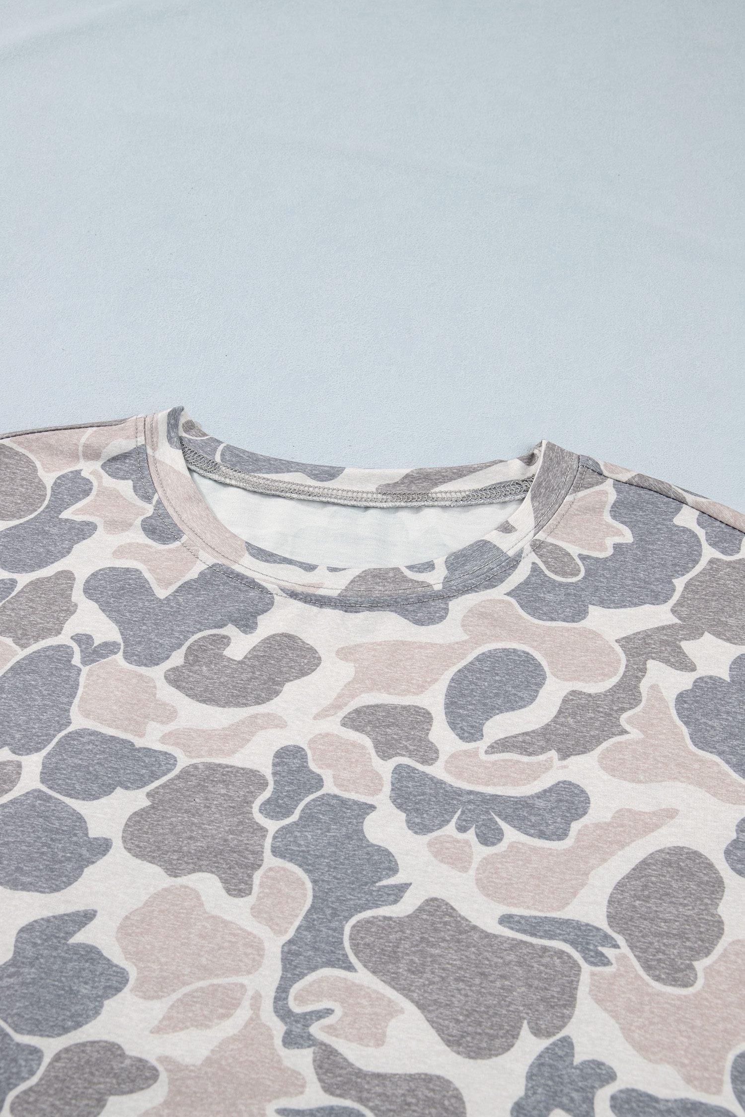Multicolour Camouflage Print Short Sleeve Drop Shoulder Side Slit Casual Dress