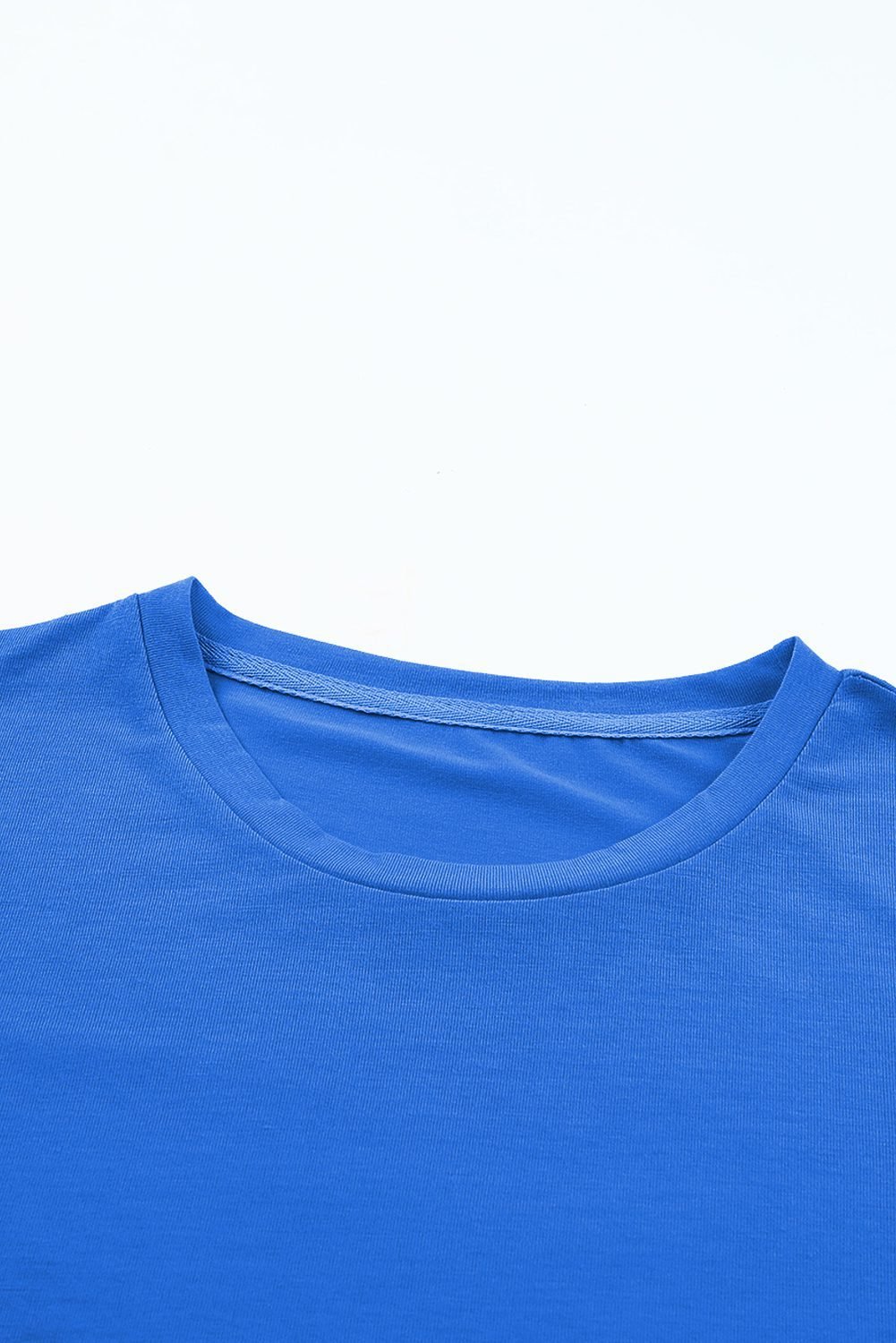Dark Blue Casual Plain Crew Neck Tee