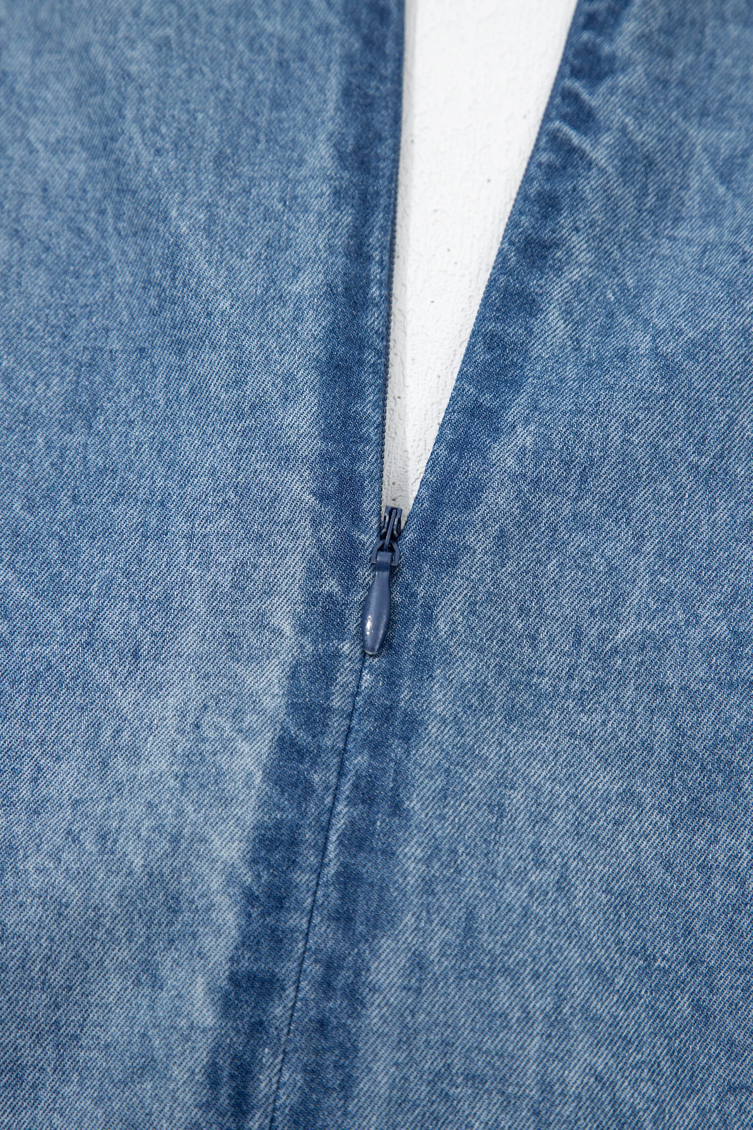 Dusk Blue Acid Wash Pintuck Tie V Neck Denim Wide Leg Jumpsuit