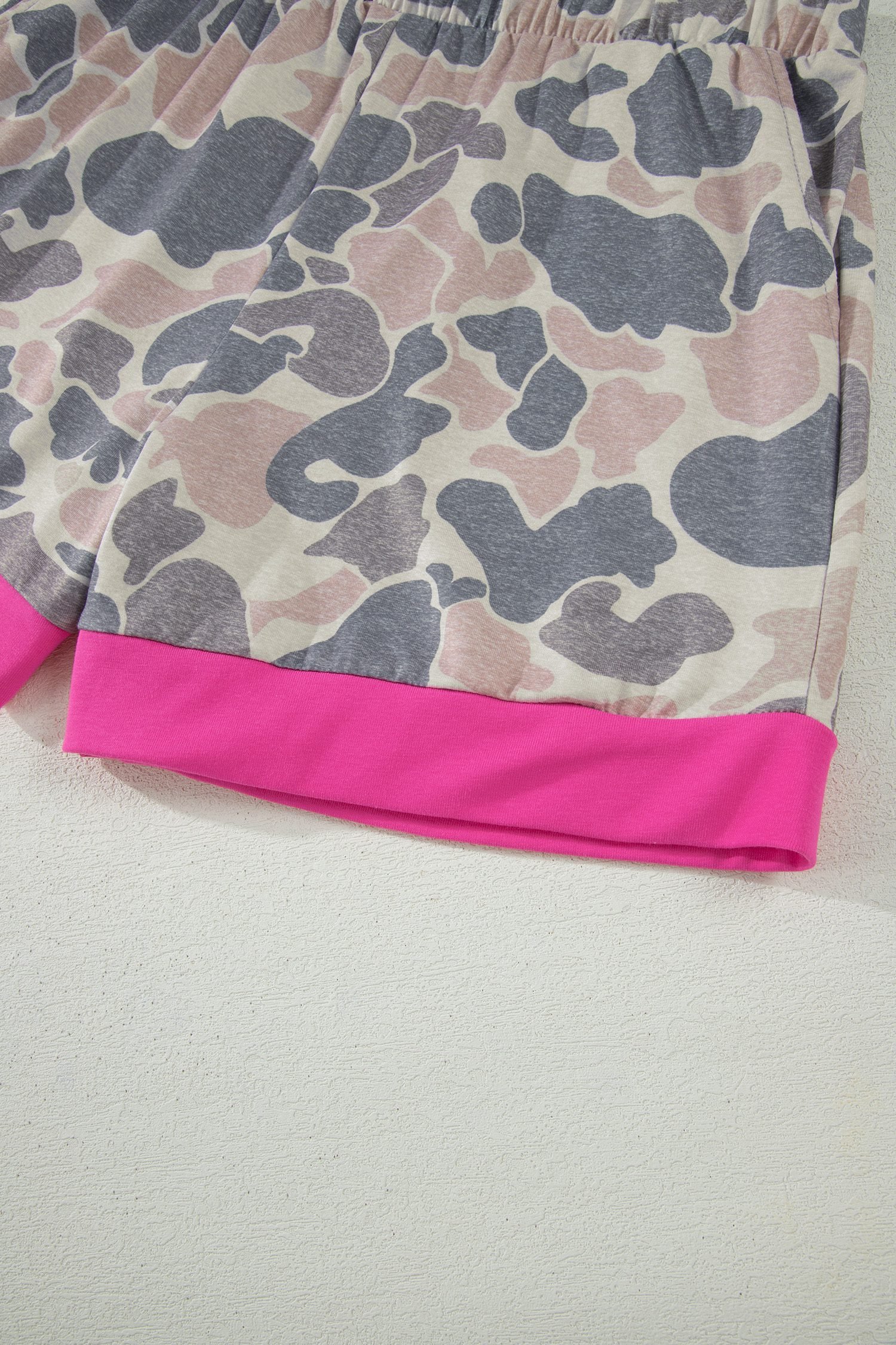 Multicolour Camouflage Contrast Trim Loose Tank Shorts Set