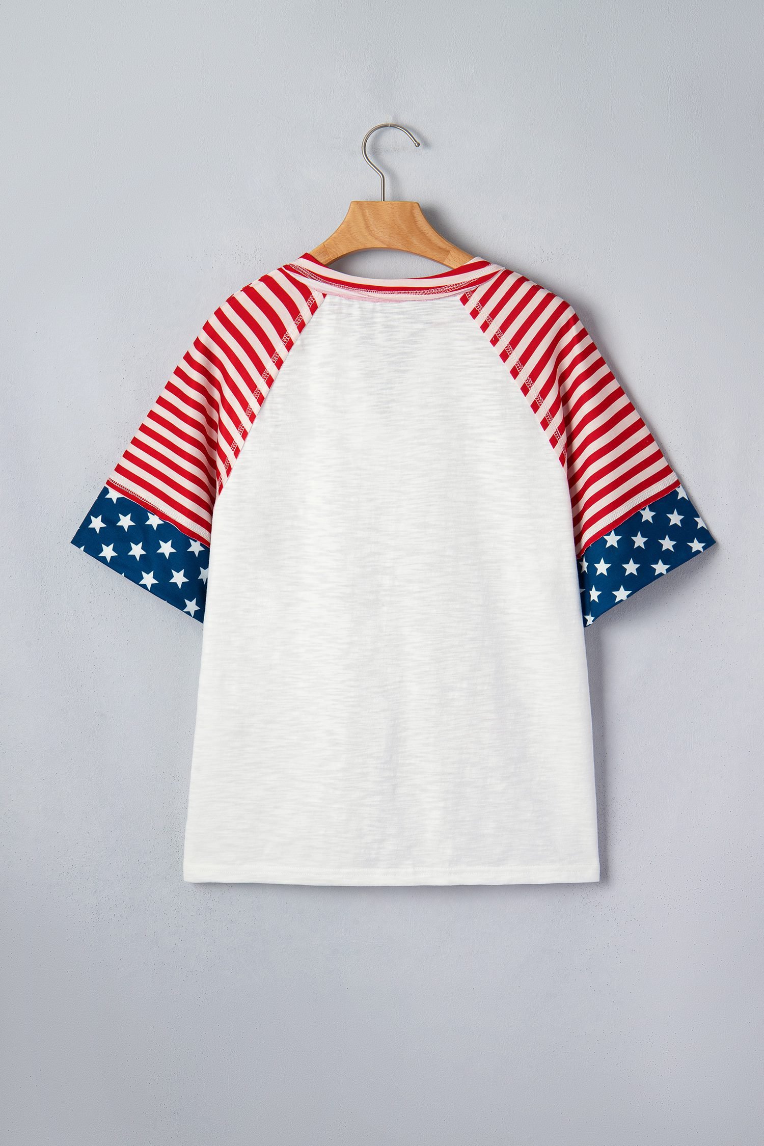 Fiery Red Star Detail Flag Inspired Short Sleeve Top