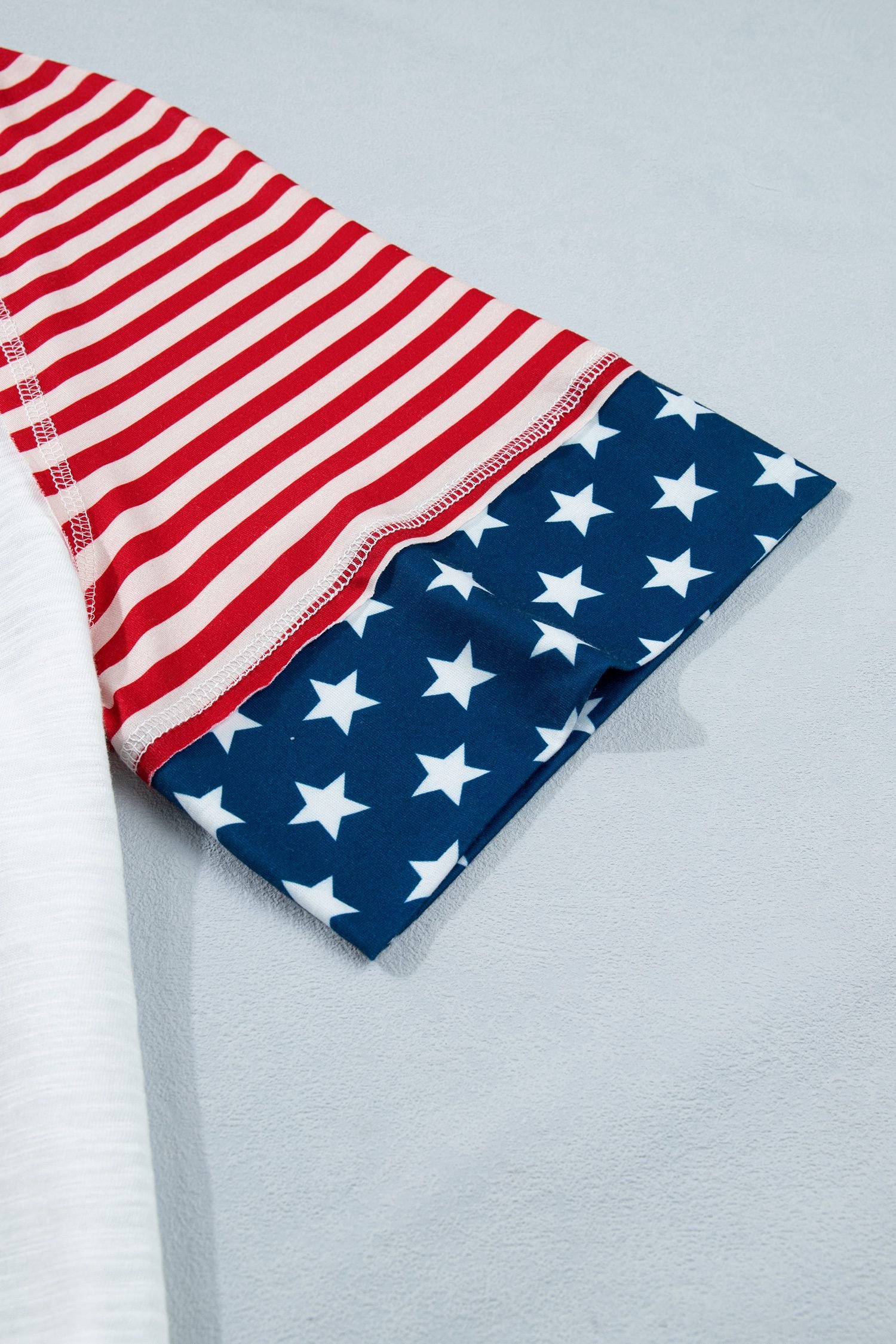 Fiery Red Star Detail Flag Inspired Short Sleeve Top