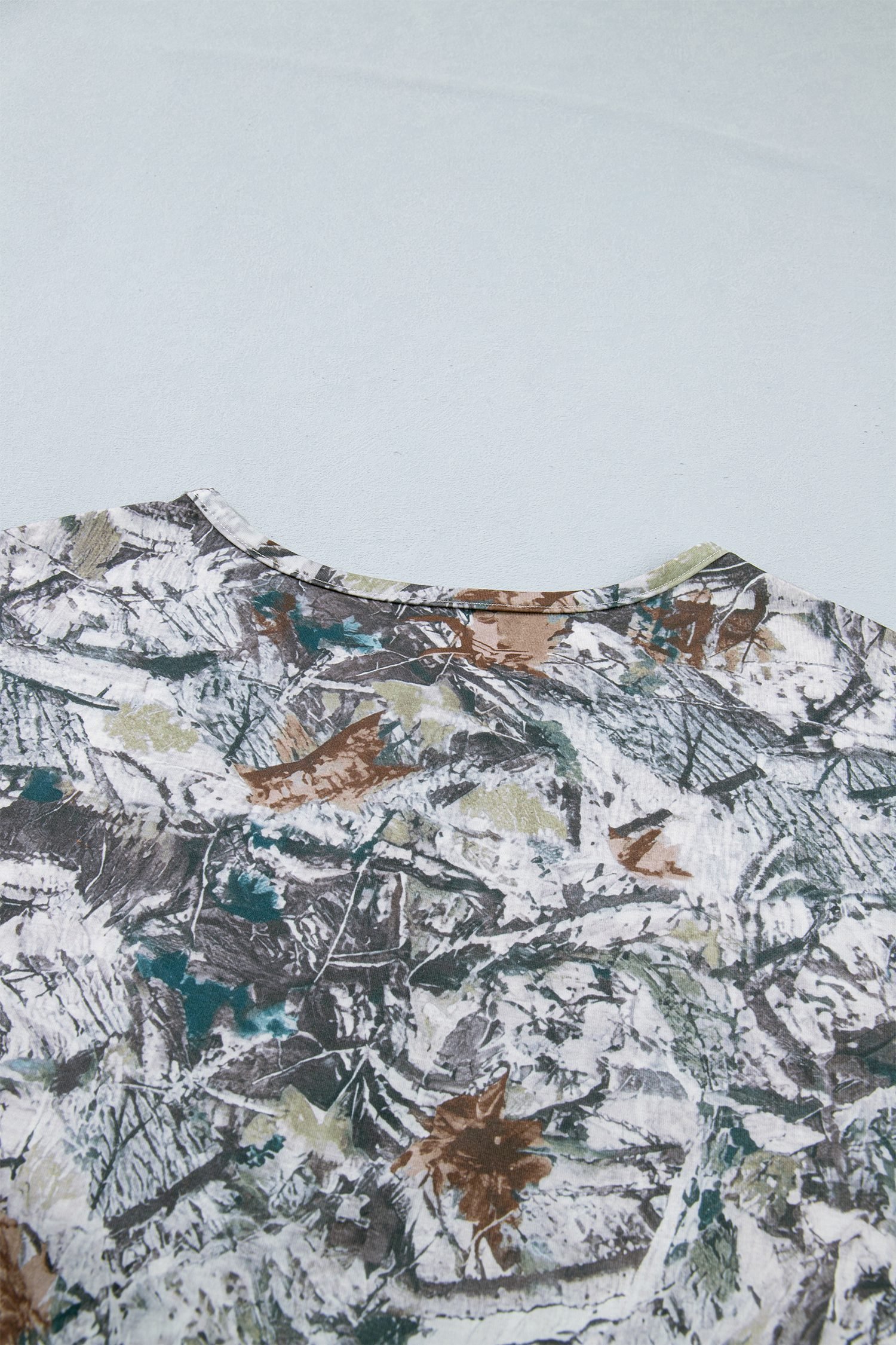 Gray Abstract Woodland Print Tunic Henley T Shirt