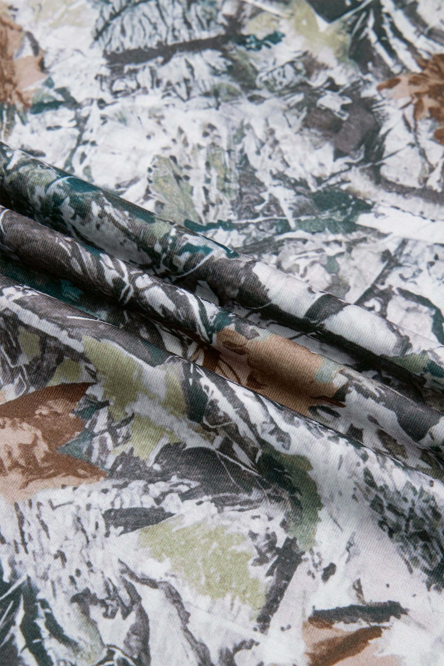 Gray Abstract Woodland Print Tunic Henley T Shirt
