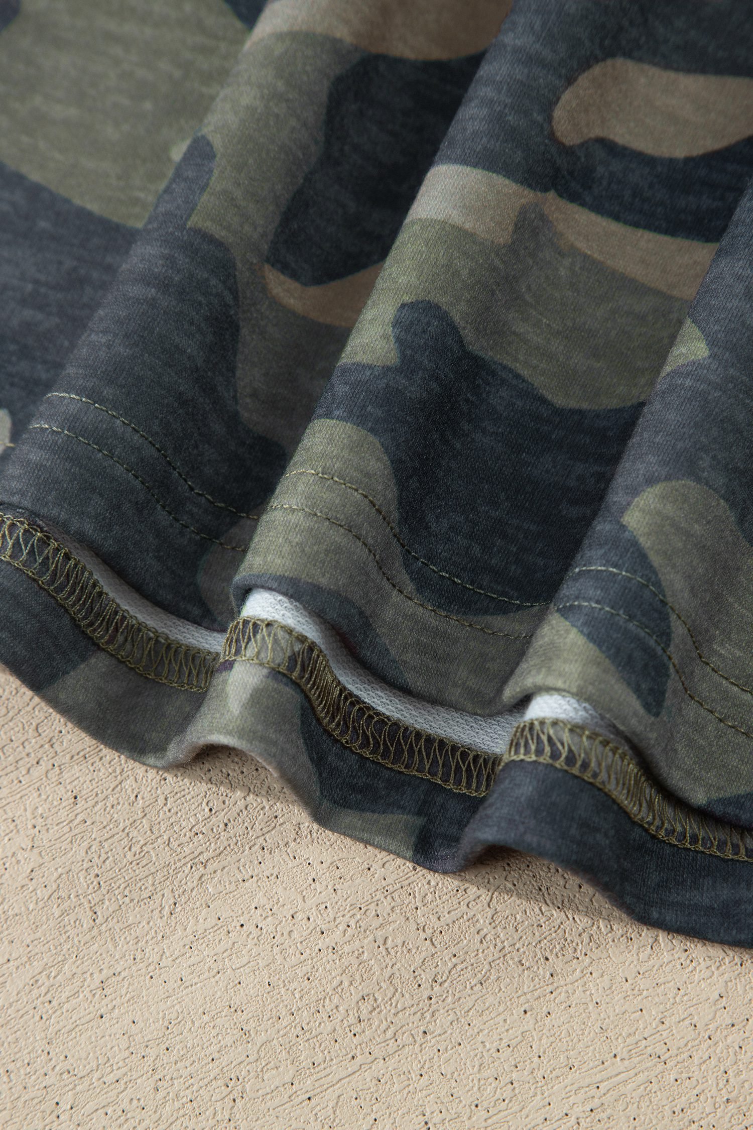 Green Camouflage Print Slim Tank Drawstring Pant Set